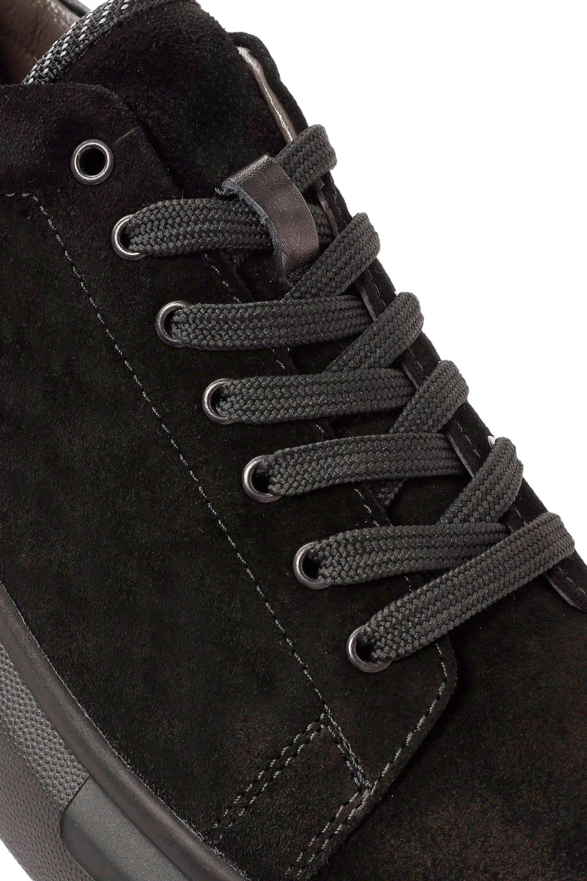Erkek Siyah Bağcıklı Süet Deri Sneaker - Image 10