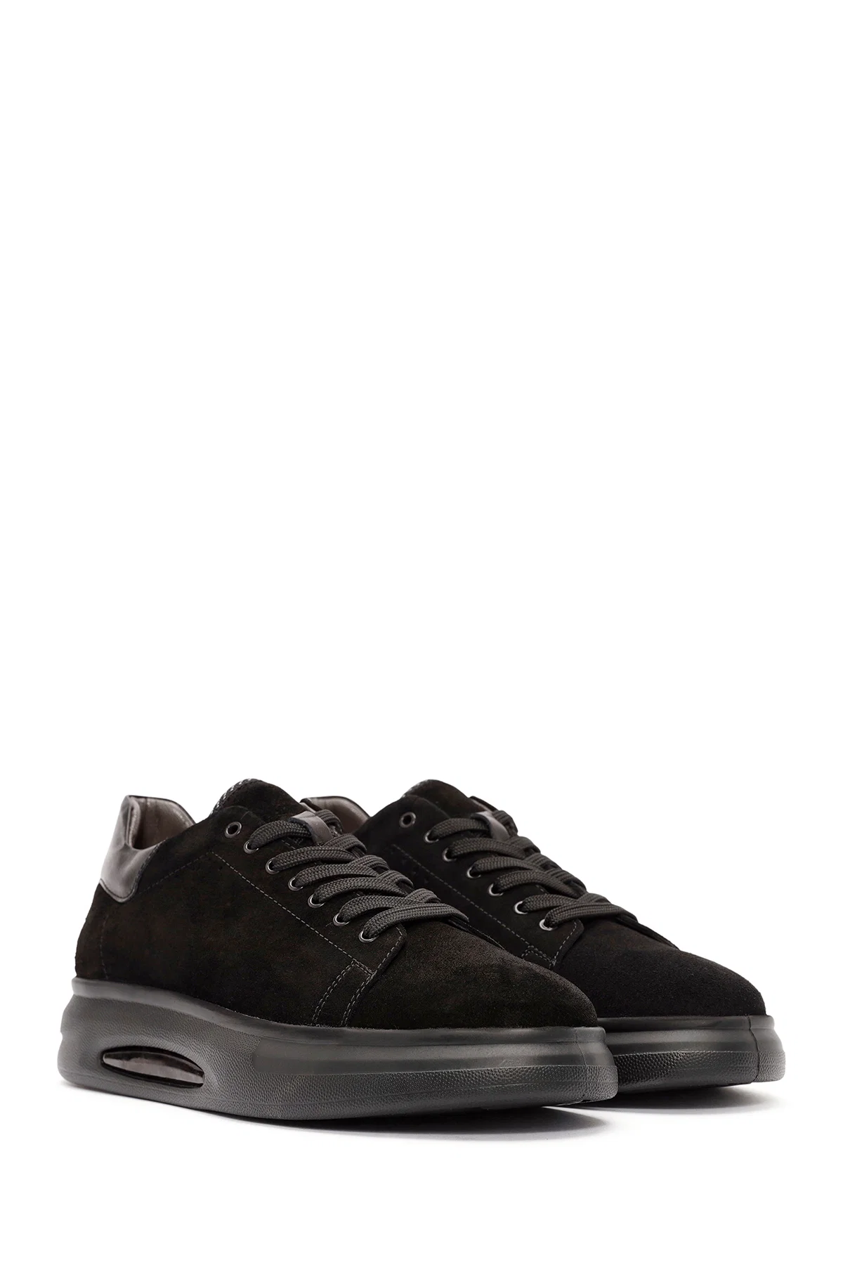 Erkek Siyah Bağcıklı Süet Deri Sneaker - Image 3