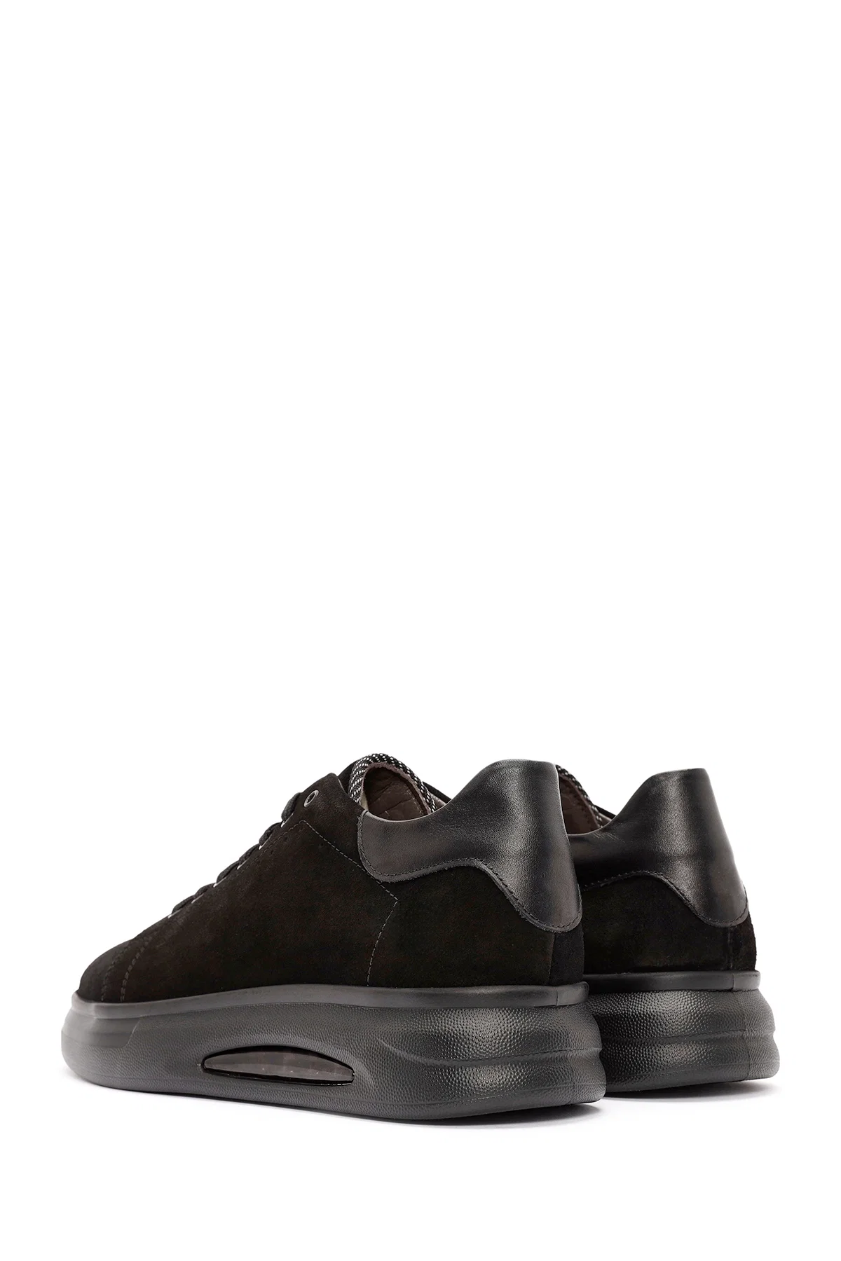 Erkek Siyah Bağcıklı Süet Deri Sneaker - Image 5