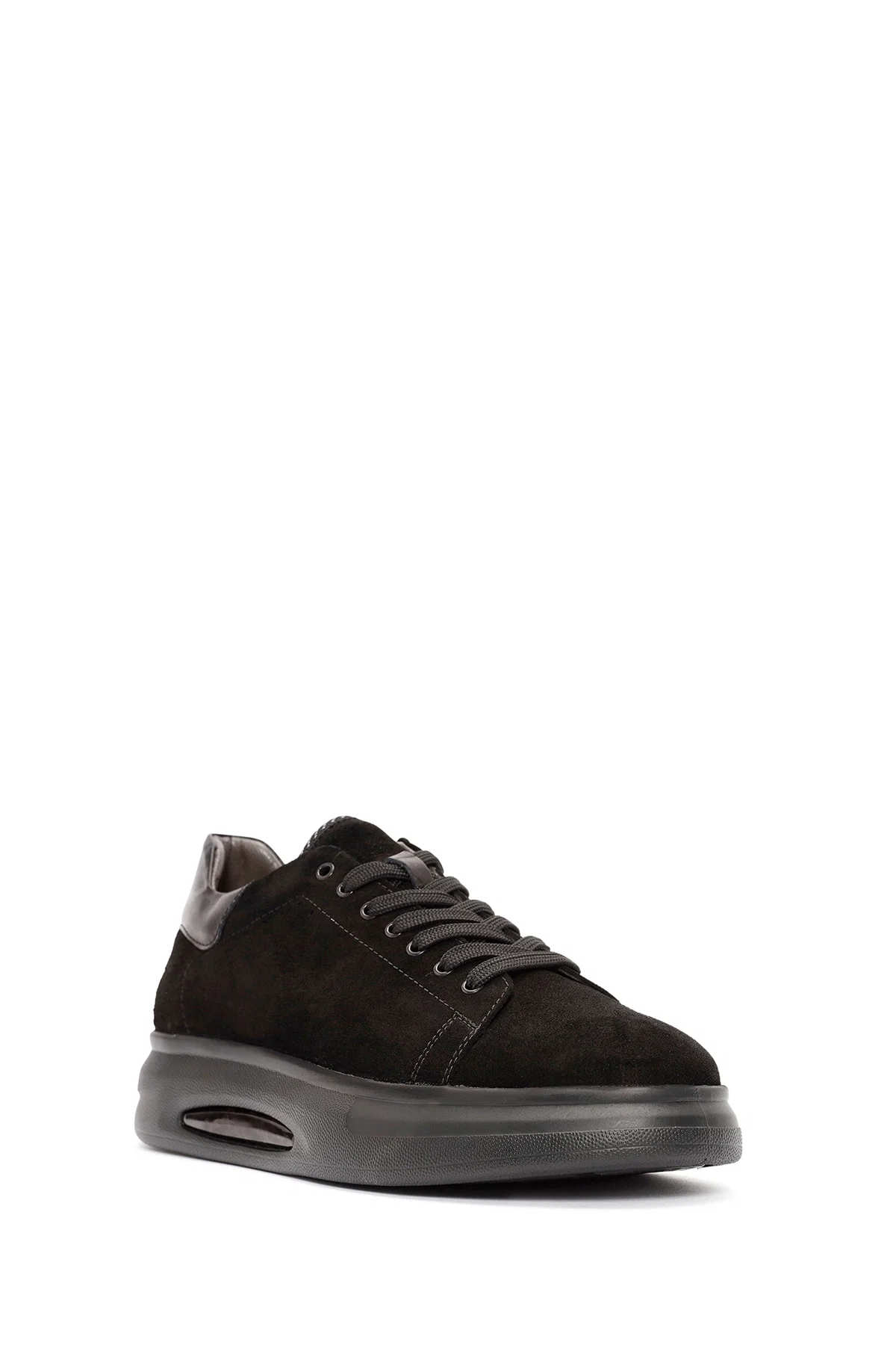 Erkek Siyah Bağcıklı Süet Deri Sneaker - Image 6