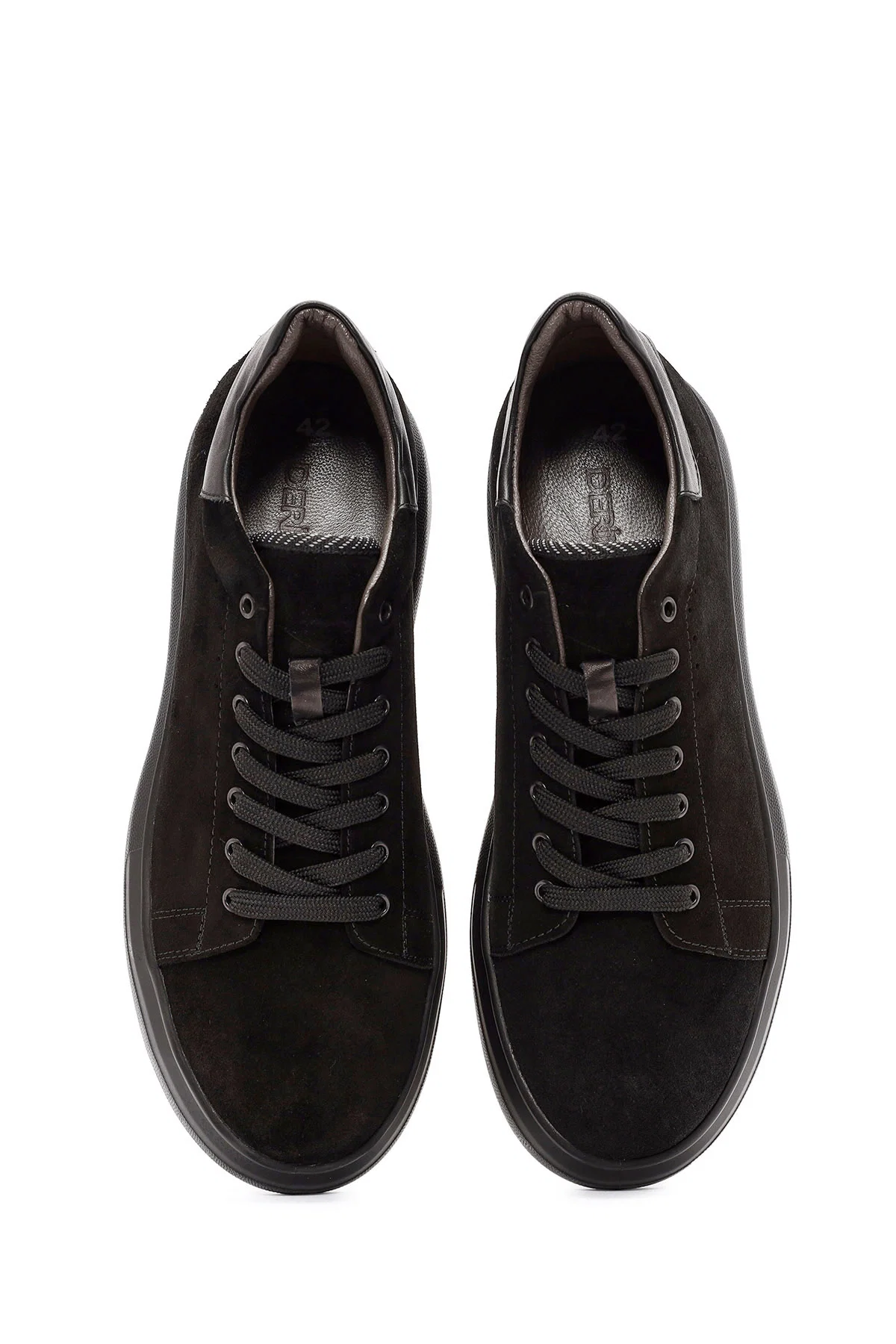 Erkek Siyah Bağcıklı Süet Deri Sneaker - Image 7