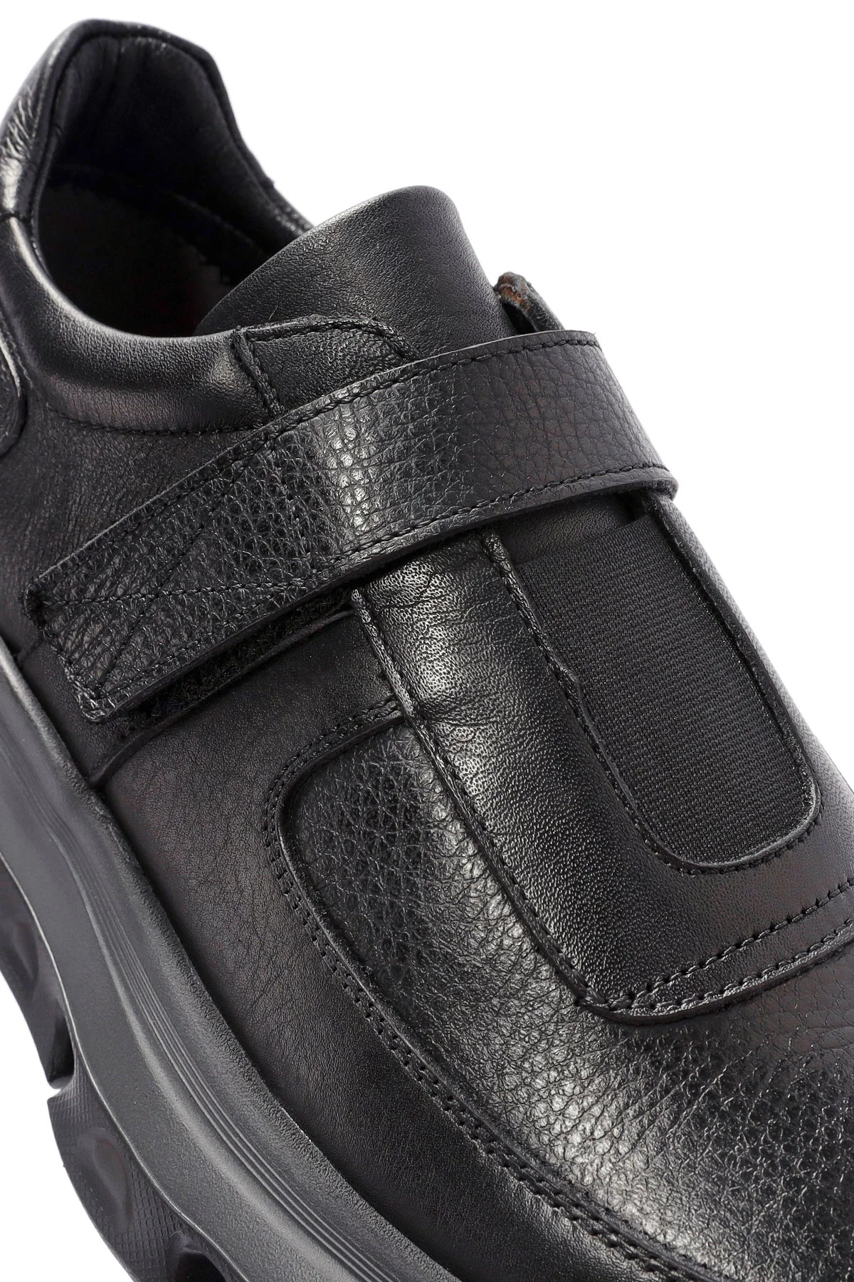 Erkek Siyah Bantlı Deri Sneaker - Image 10