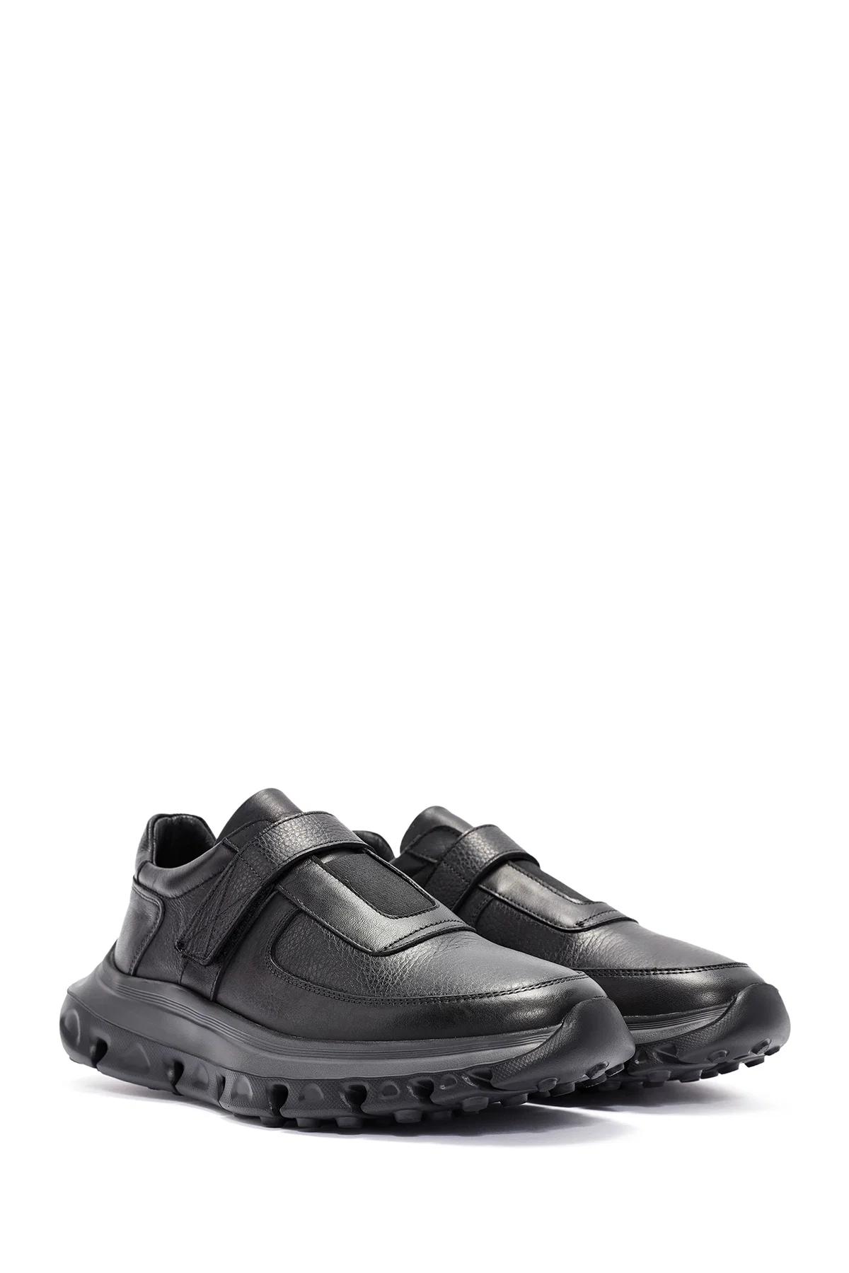 Erkek Siyah Bantlı Deri Sneaker - Image 3