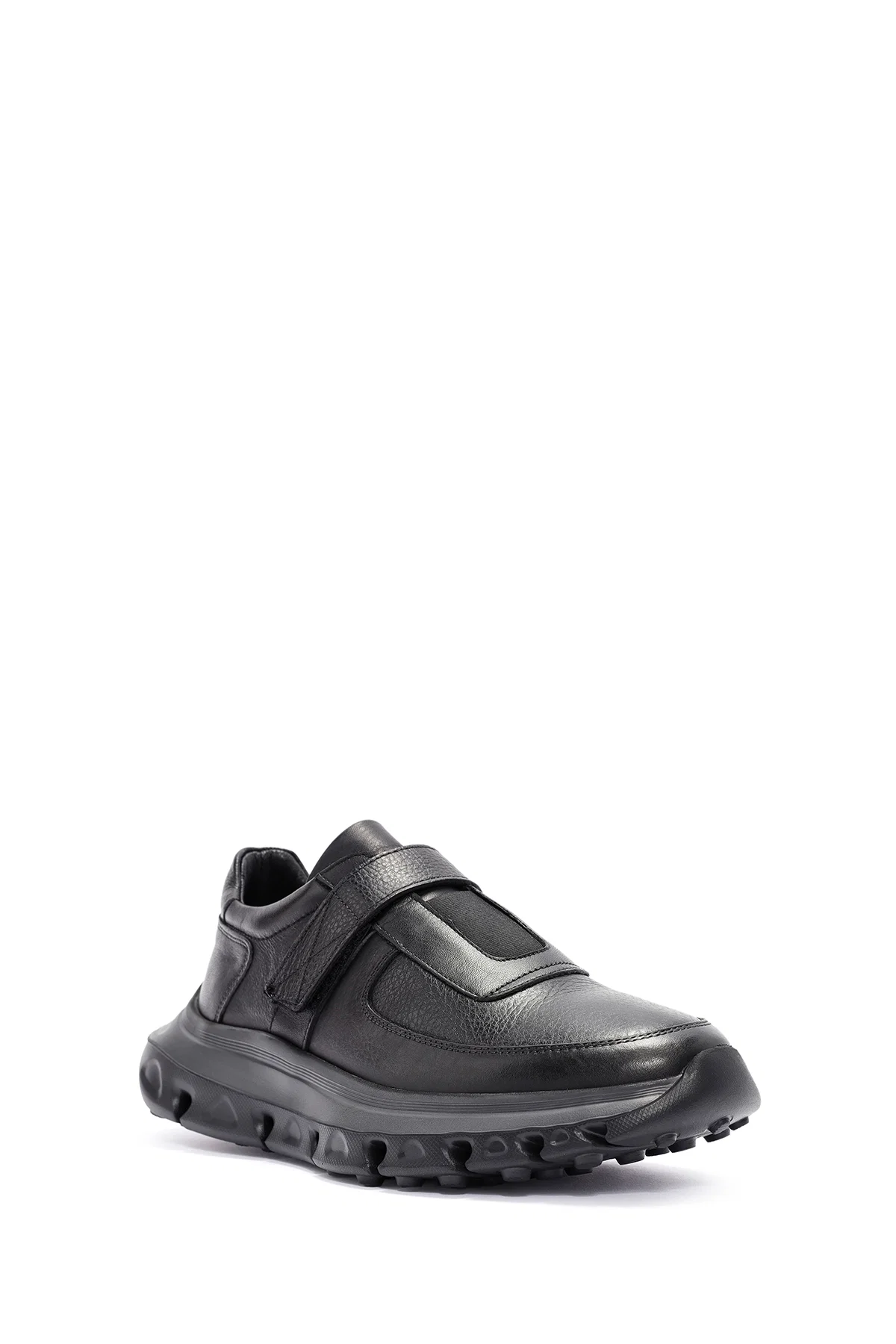 Erkek Siyah Bantlı Deri Sneaker - Image 6