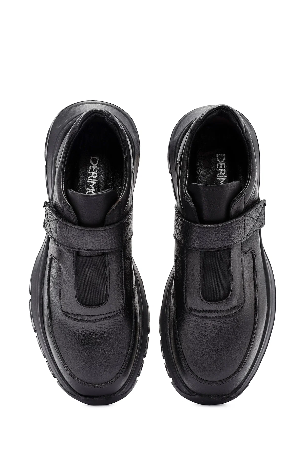 Erkek Siyah Bantlı Deri Sneaker - Image 7