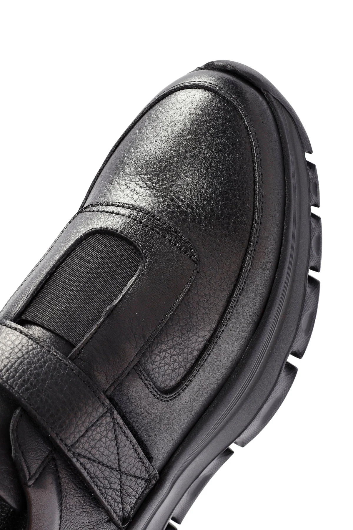Erkek Siyah Bantlı Deri Sneaker - Image 9