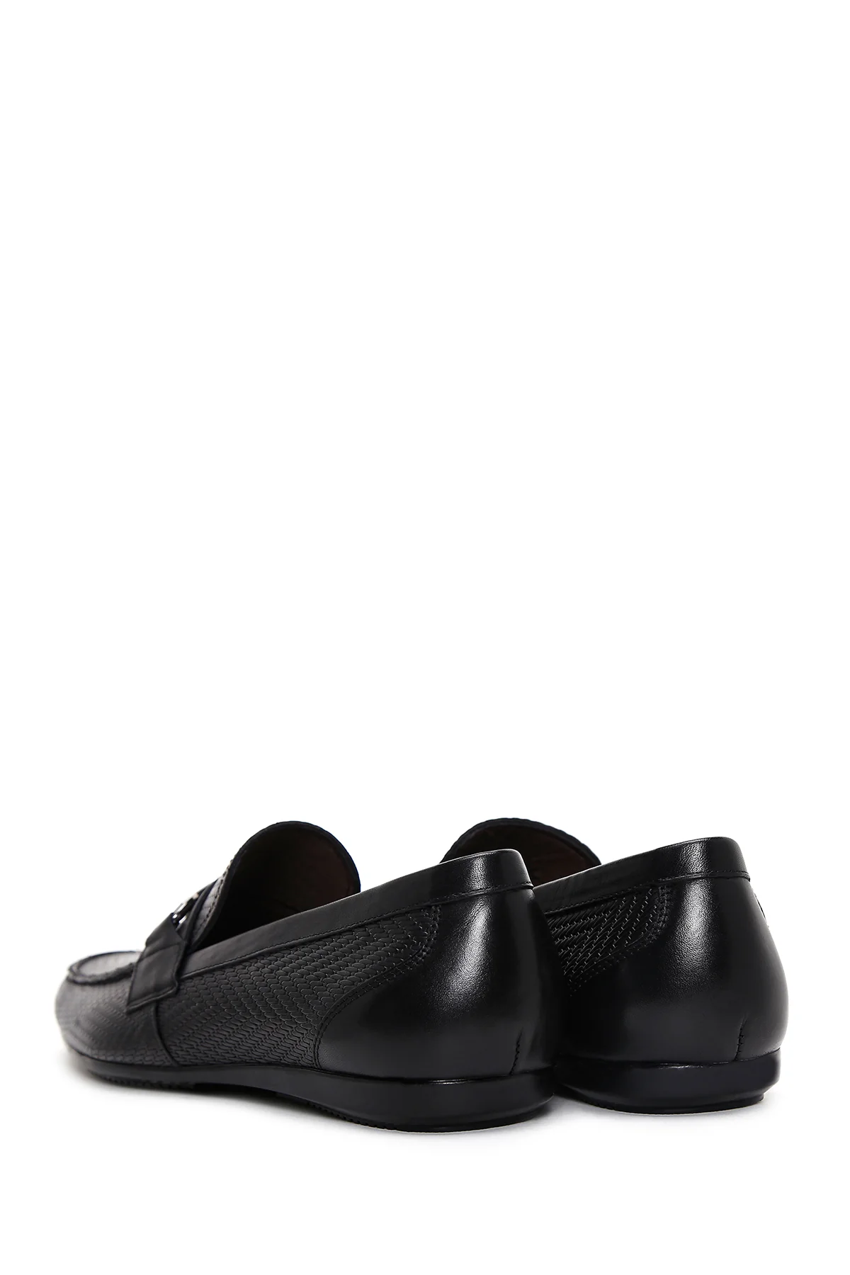 Erkek Siyah Baskılı Deri Casual Loafer - Image 5