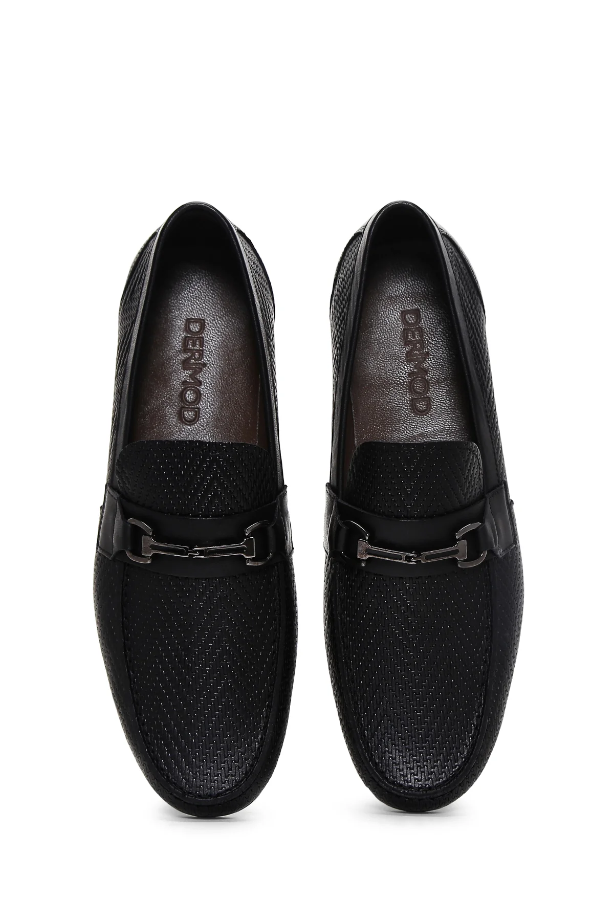 Erkek Siyah Baskılı Deri Casual Loafer - Image 6