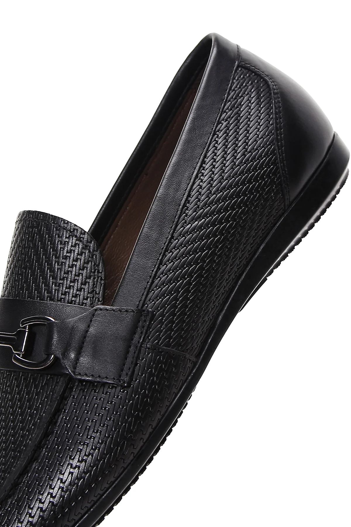 Erkek Siyah Baskılı Deri Casual Loafer - Image 7