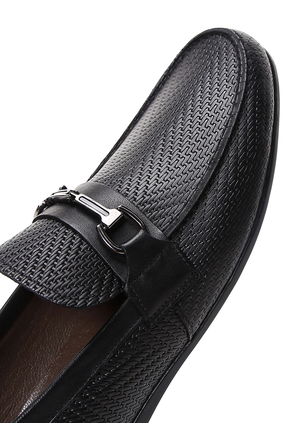 Erkek Siyah Baskılı Deri Casual Loafer - Image 8