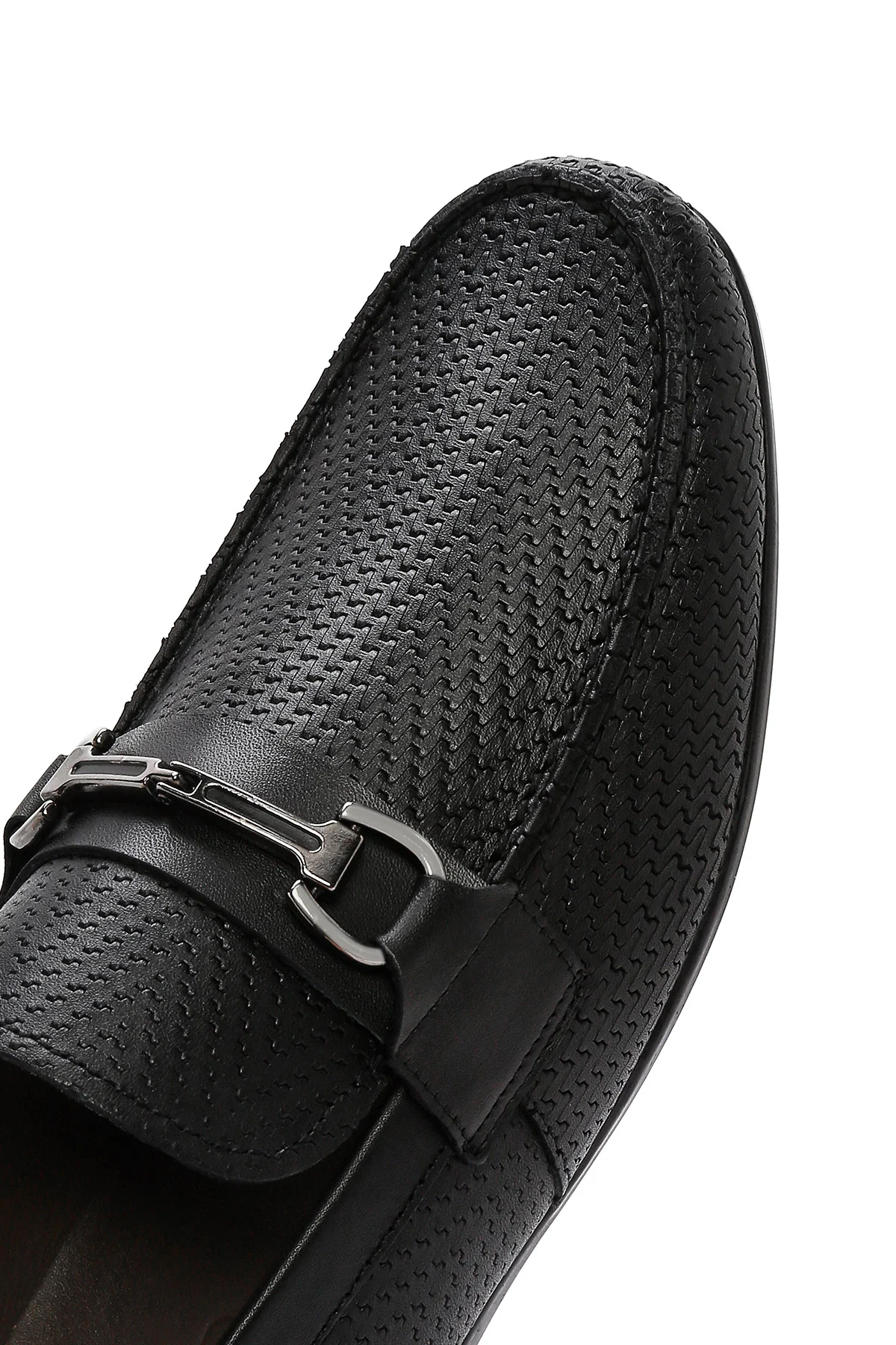 Erkek Siyah Baskılı Deri Casual Loafer - Image 8