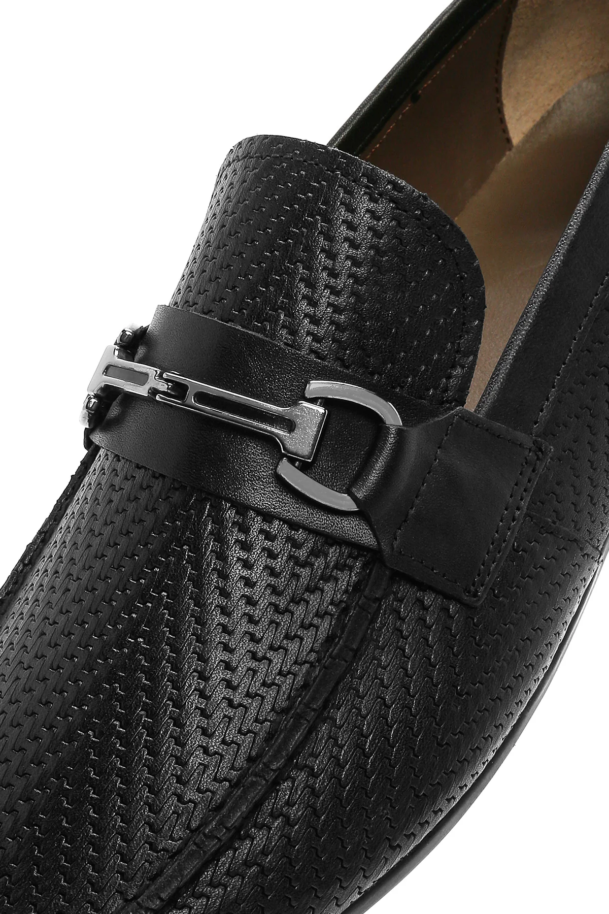 Erkek Siyah Baskılı Deri Casual Loafer - Image 10