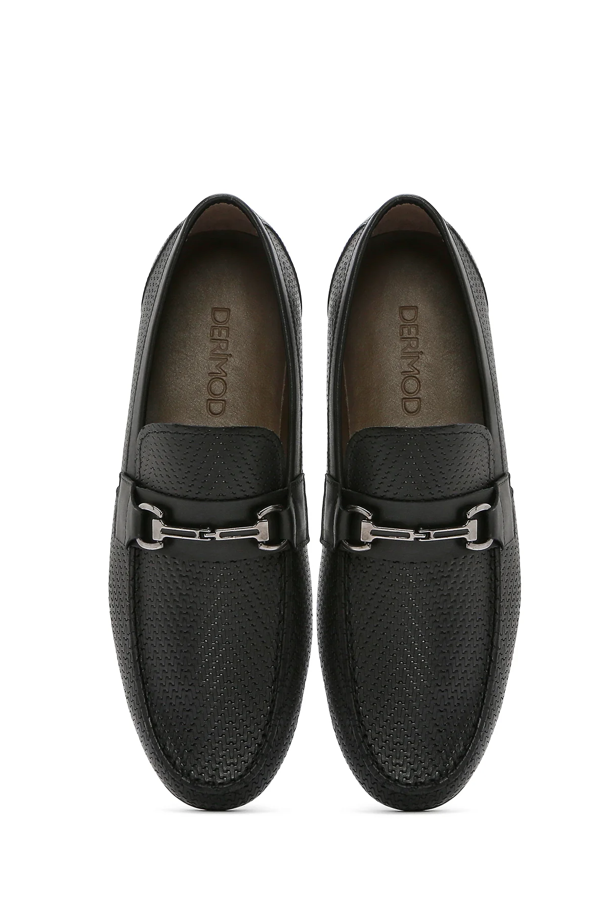 Erkek Siyah Baskılı Deri Casual Loafer - Image 4