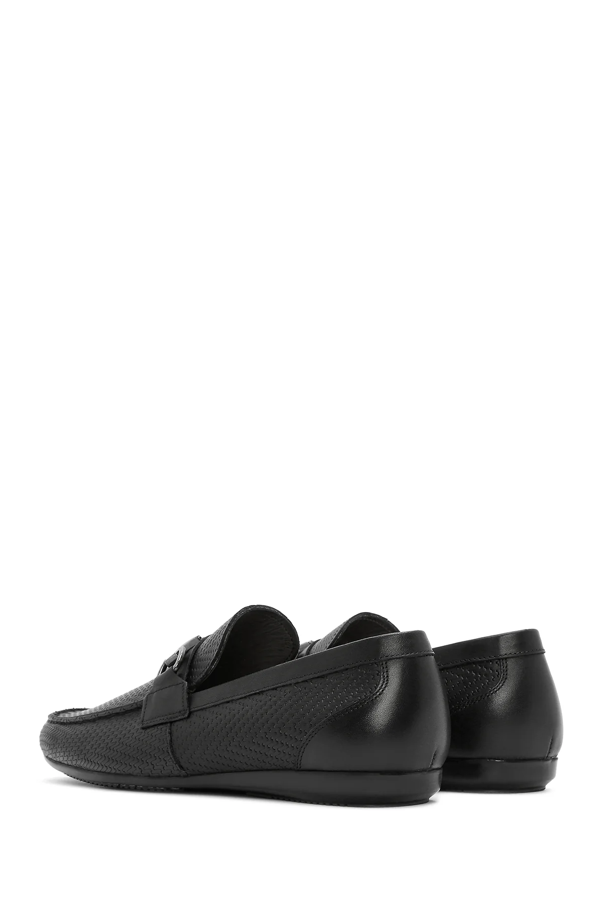Erkek Siyah Baskılı Deri Casual Loafer - Image 6