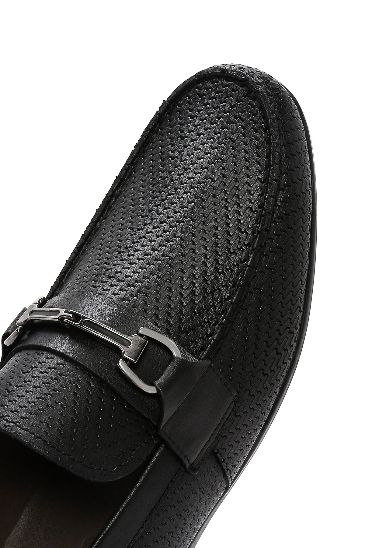 Erkek Siyah Baskılı Deri Casual Loafer - Image 8