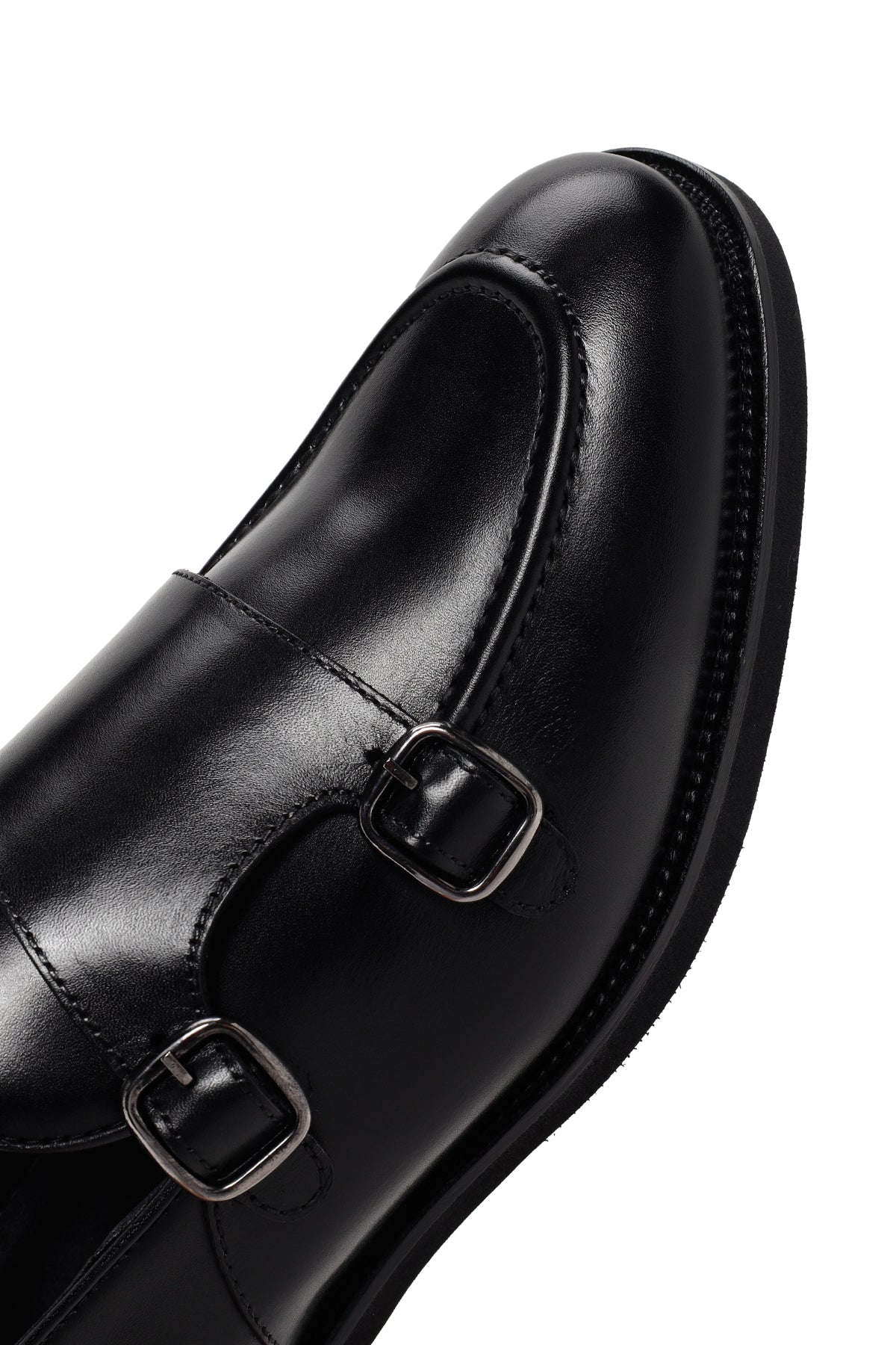 Erkek Siyah Çift Tokalı Deri Casual Loafer - Image 10