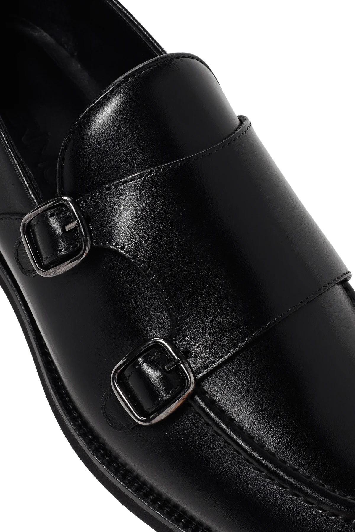 Erkek Siyah Çift Tokalı Deri Casual Loafer - Image 11