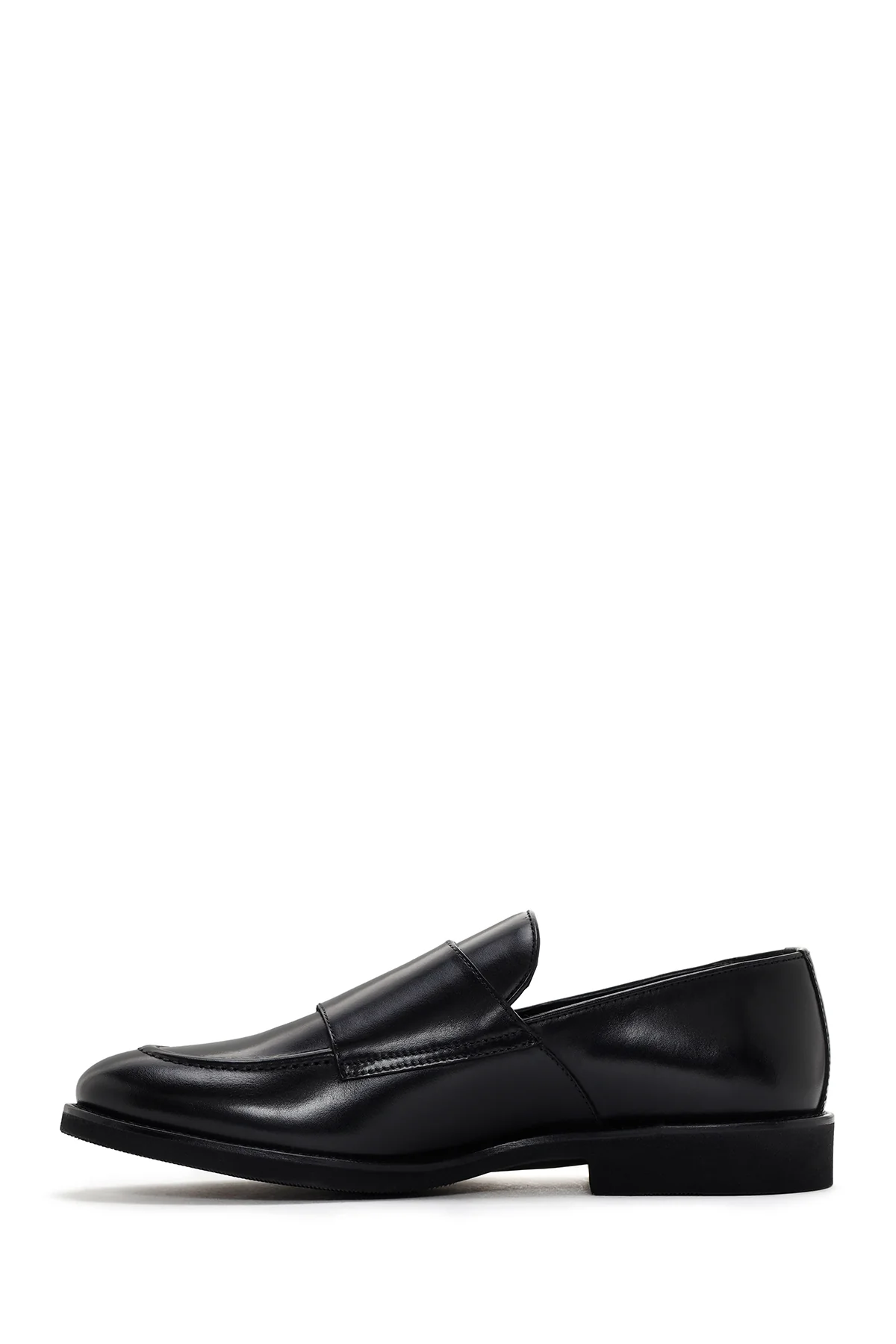 Erkek Siyah Çift Tokalı Deri Casual Loafer - Image 4