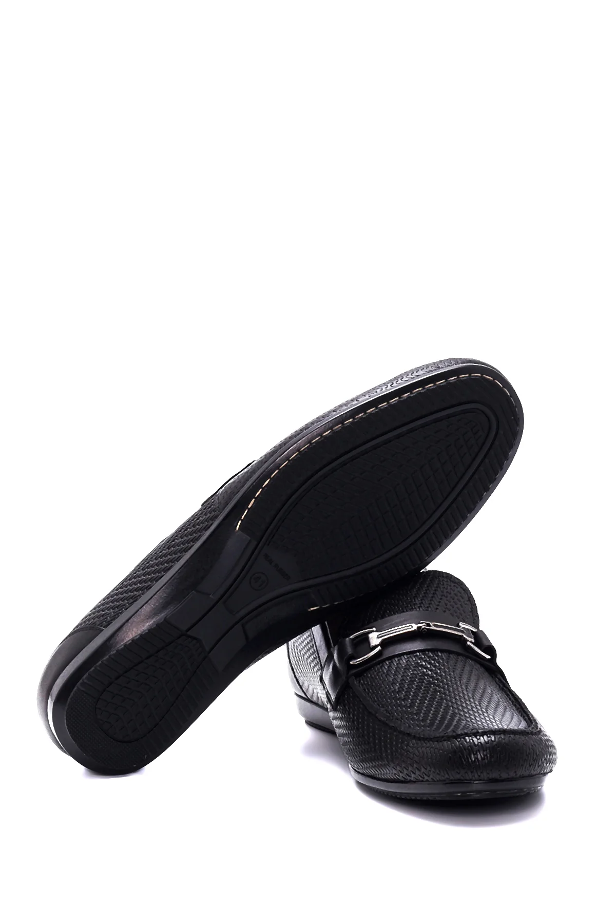 Erkek Siyah Deri Baskılı Casual Loafer - Image 4