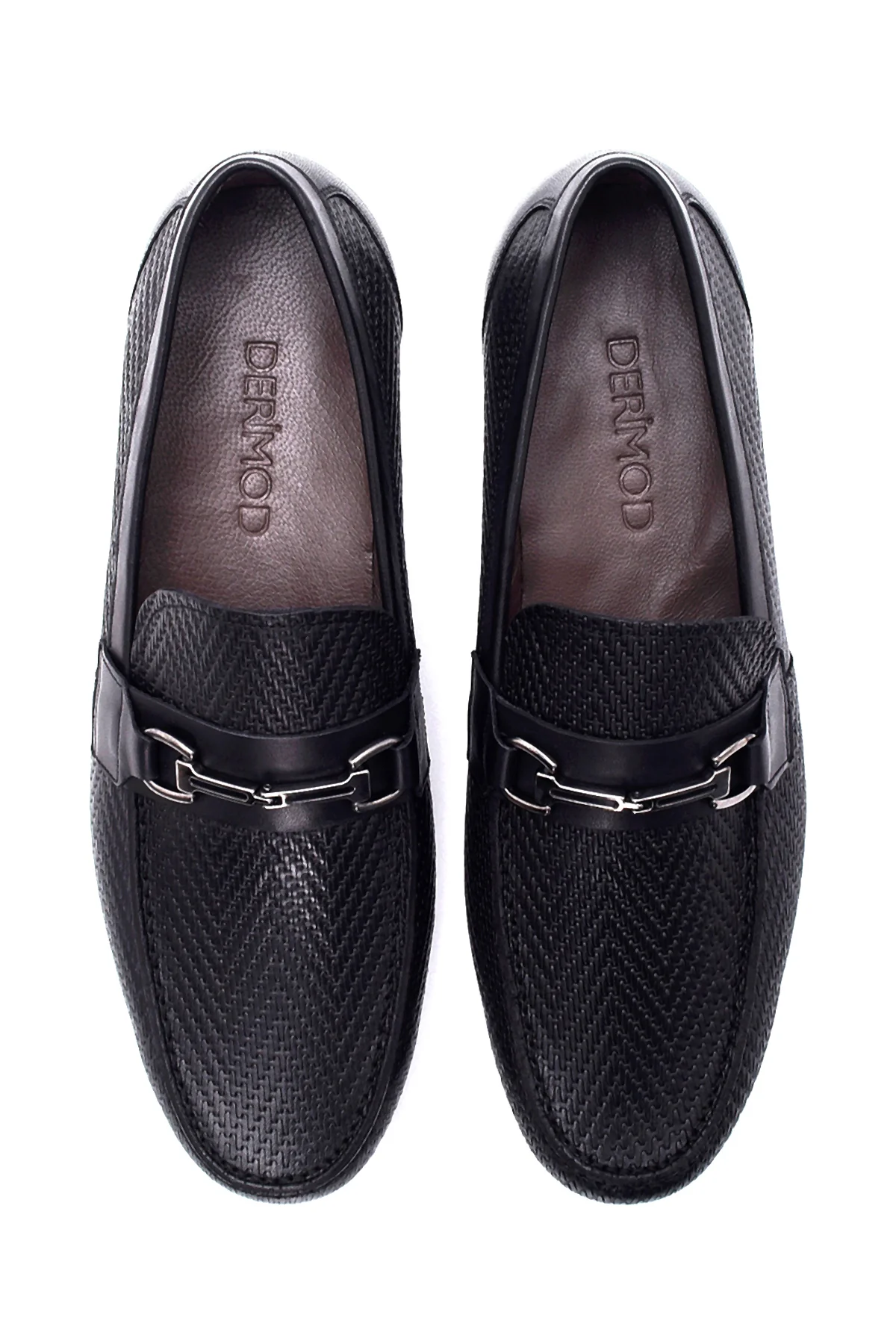 Erkek Siyah Deri Baskılı Casual Loafer - Image 7