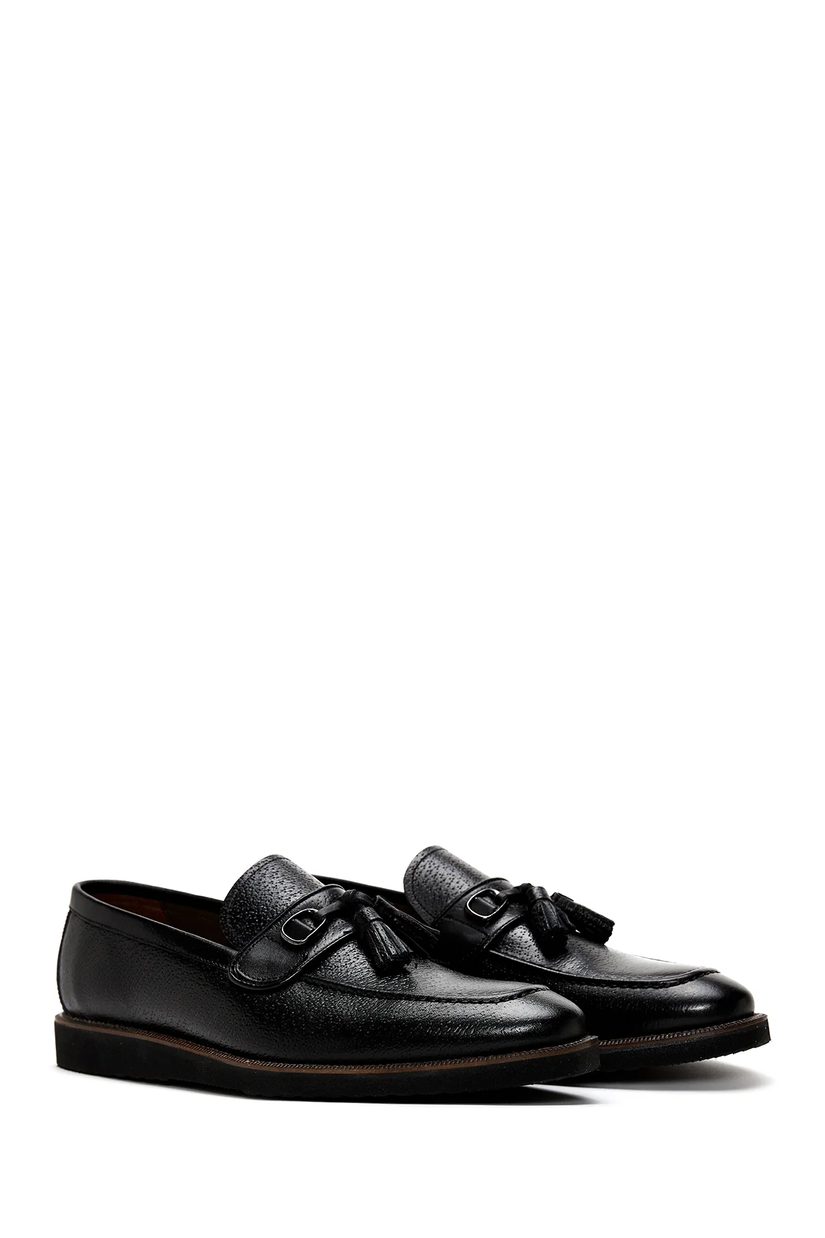 Erkek Siyah Deri Baskılı Casual Loafer - Image 3