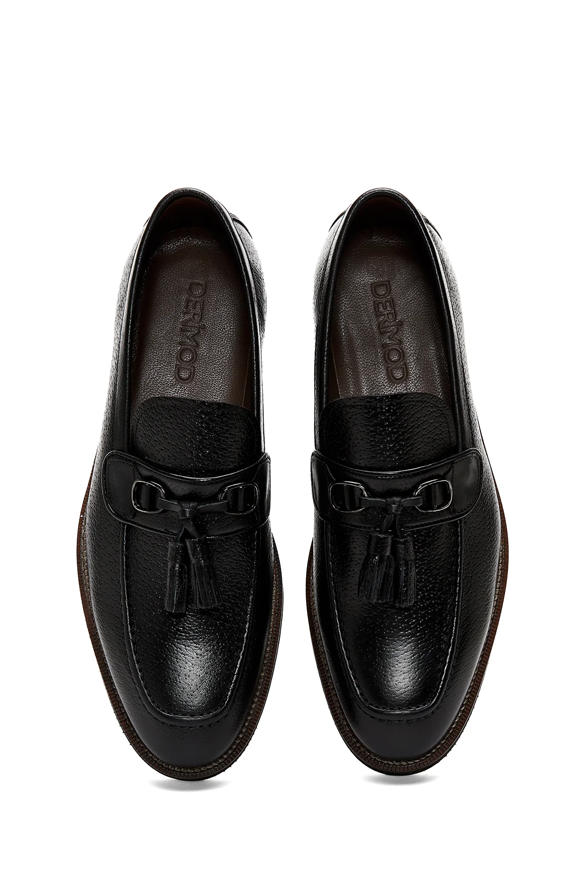 Erkek Siyah Deri Baskılı Casual Loafer - Image 6