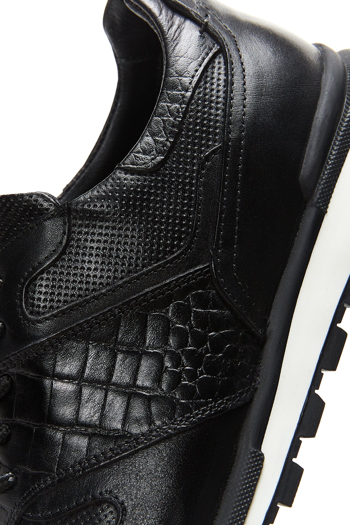 Erkek Siyah Deri Baskılı Sneaker - Image 8