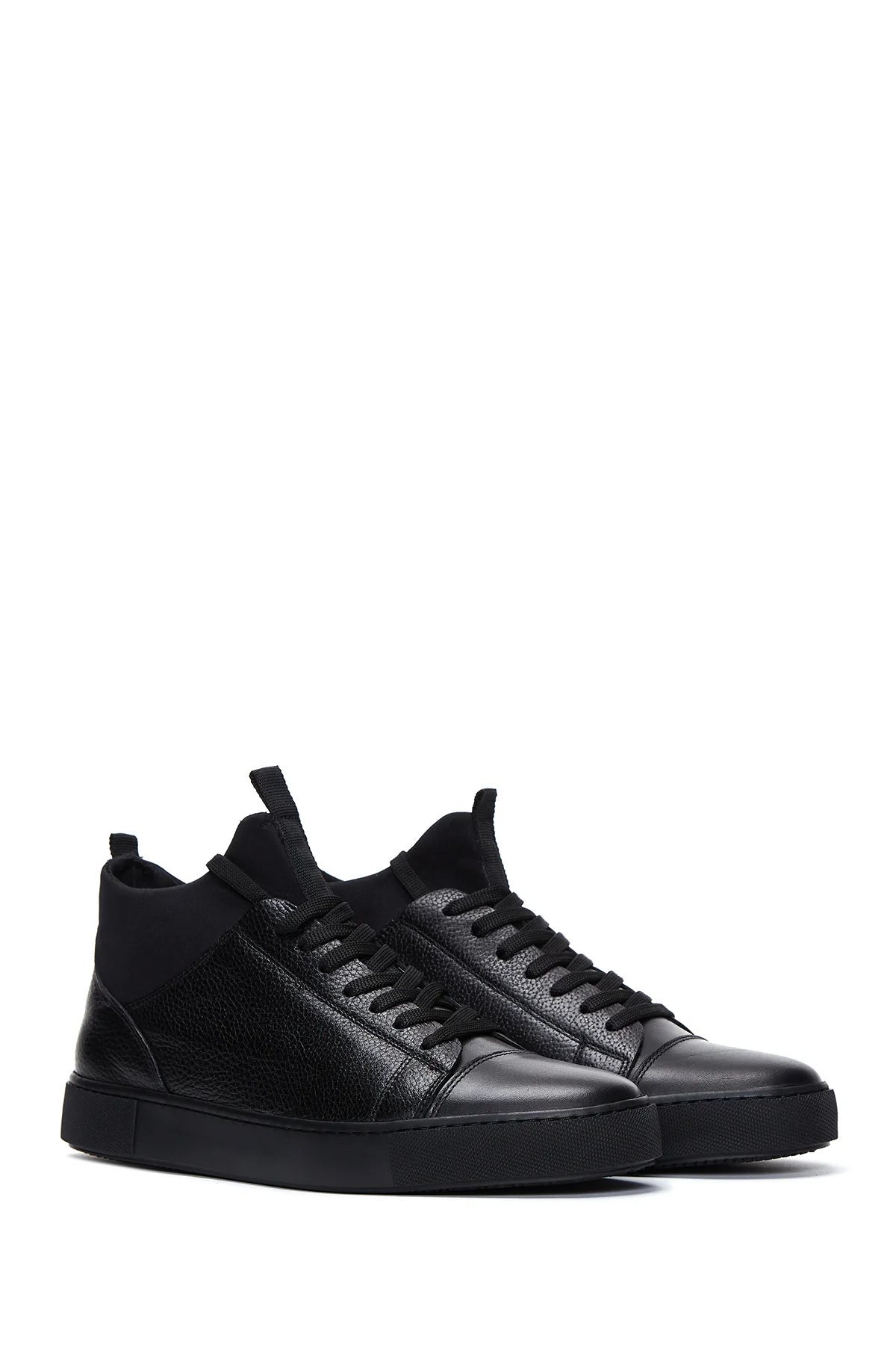 Erkek Siyah Deri Bilekli Sneaker - Image 3