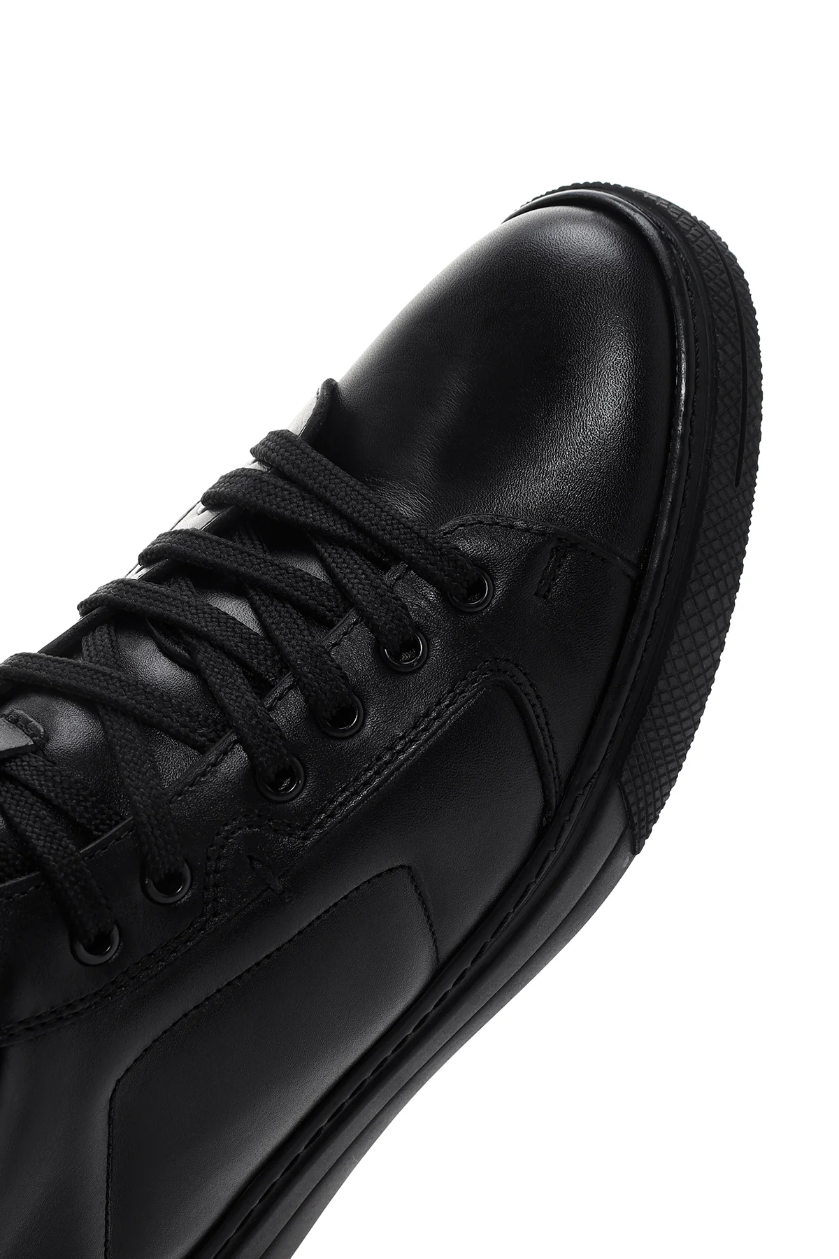 Erkek Siyah Deri Bilekli Sneaker - Image 9