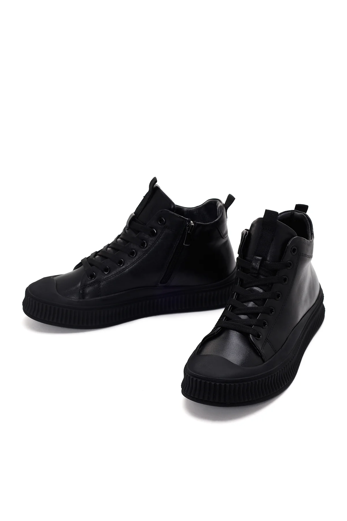 Erkek Siyah Deri Bilekli Sneaker - Image 6