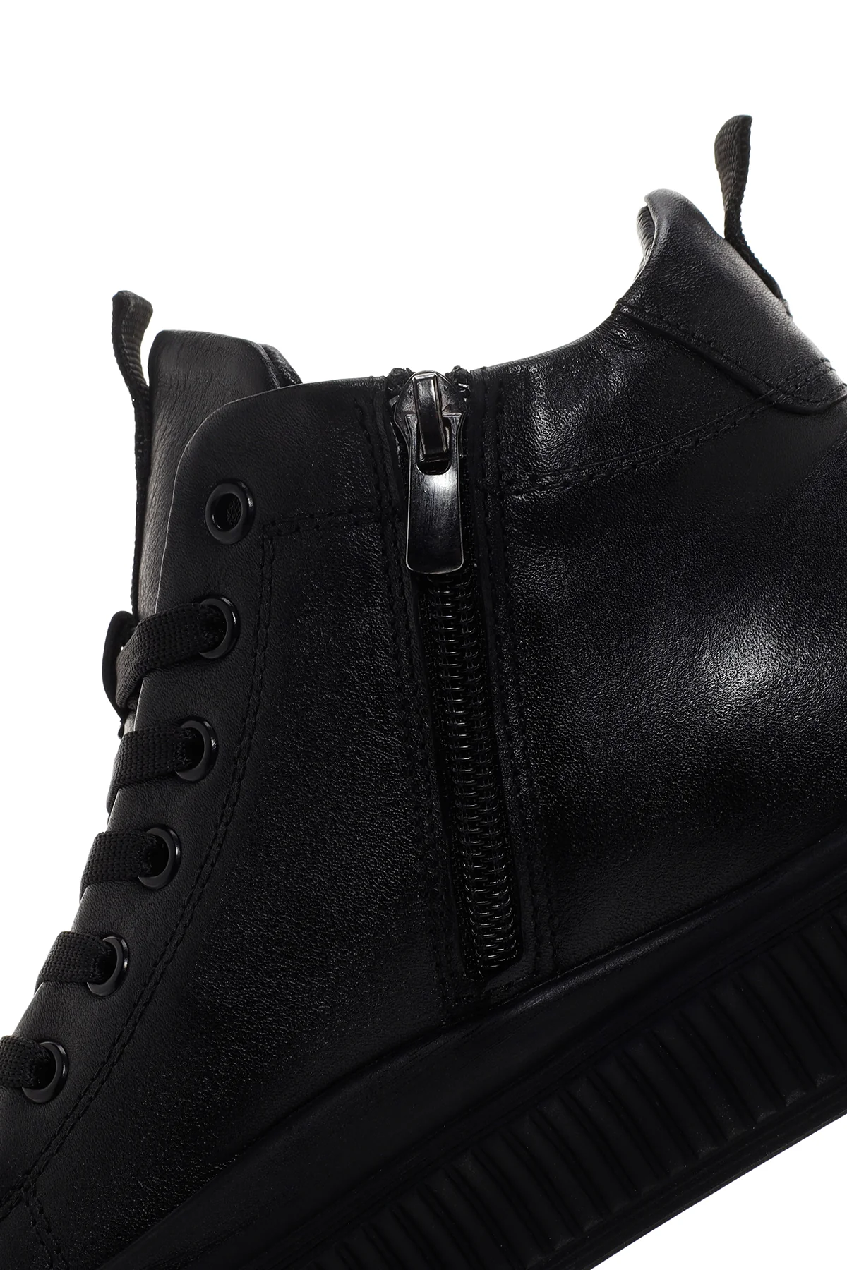 Erkek Siyah Deri Bilekli Sneaker - Image 8