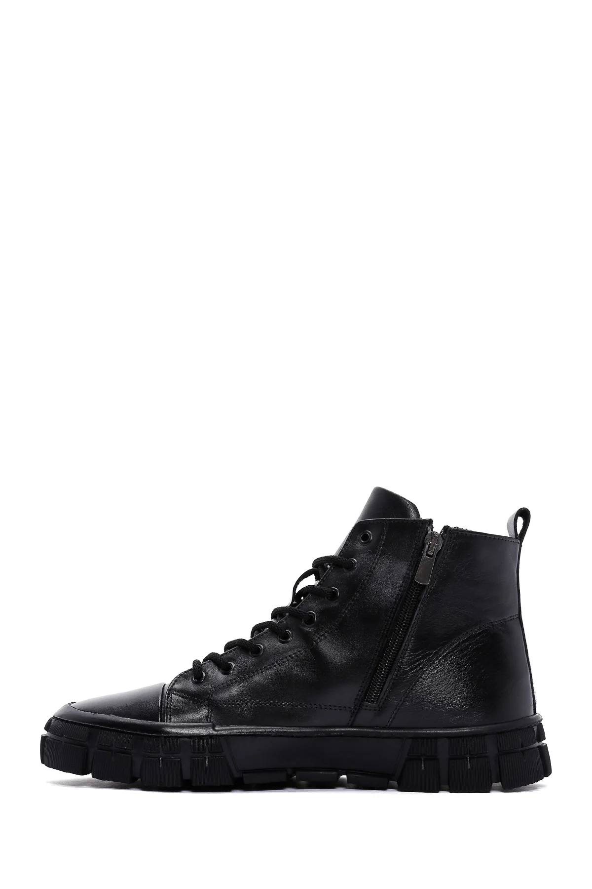 Erkek Siyah Deri Bilekli Sneaker - Image 2