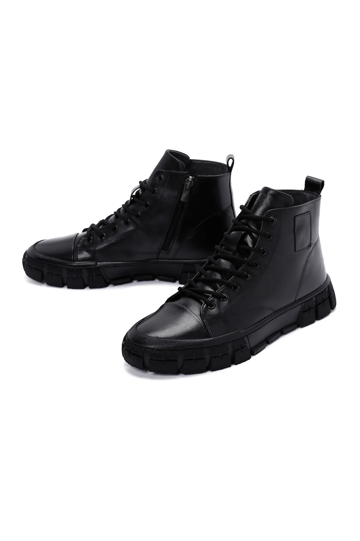 Erkek Siyah Deri Bilekli Sneaker - Image 6