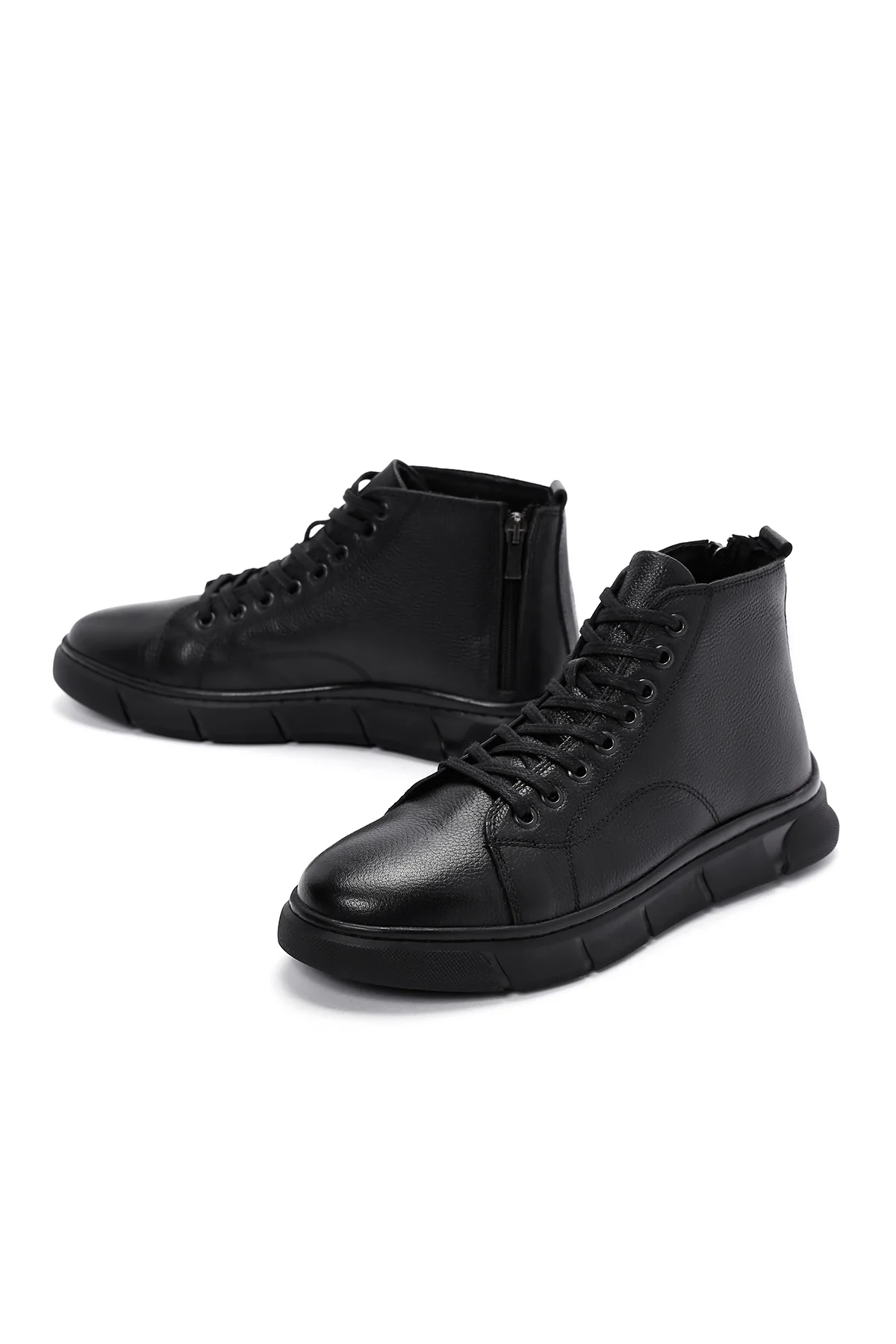 Erkek Siyah Deri Bilekli Sneaker - Image 6