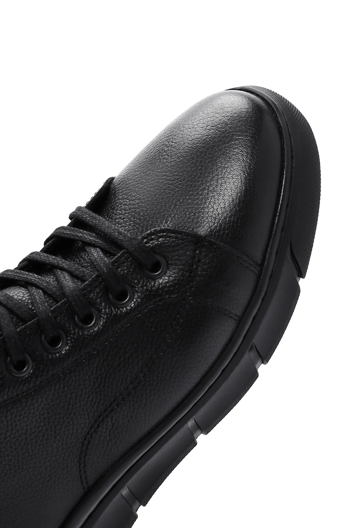 Erkek Siyah Deri Bilekli Sneaker - Image 9