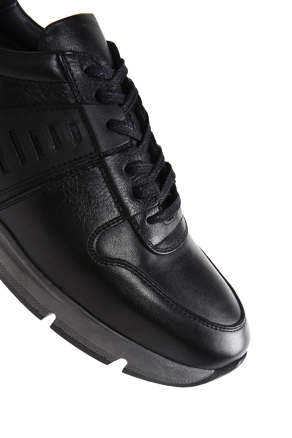 Erkek Siyah Deri Casual Casual Sneaker - Image 10