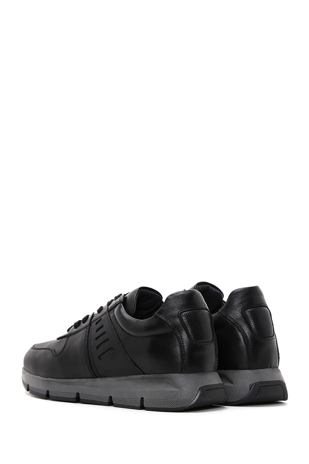 Erkek Siyah Deri Casual Casual Sneaker - Image 5