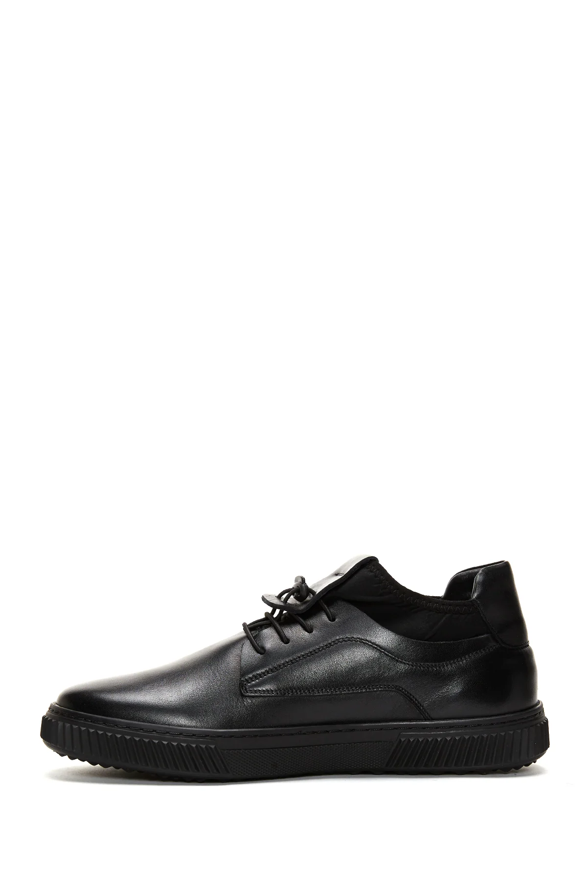 Erkek Siyah Deri Casual Sneaker - Image 2