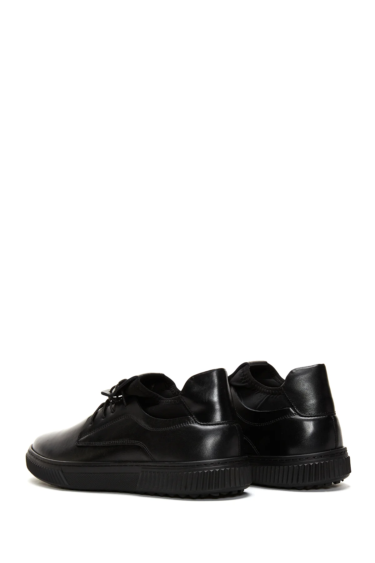 Erkek Siyah Deri Casual Sneaker - Image 5
