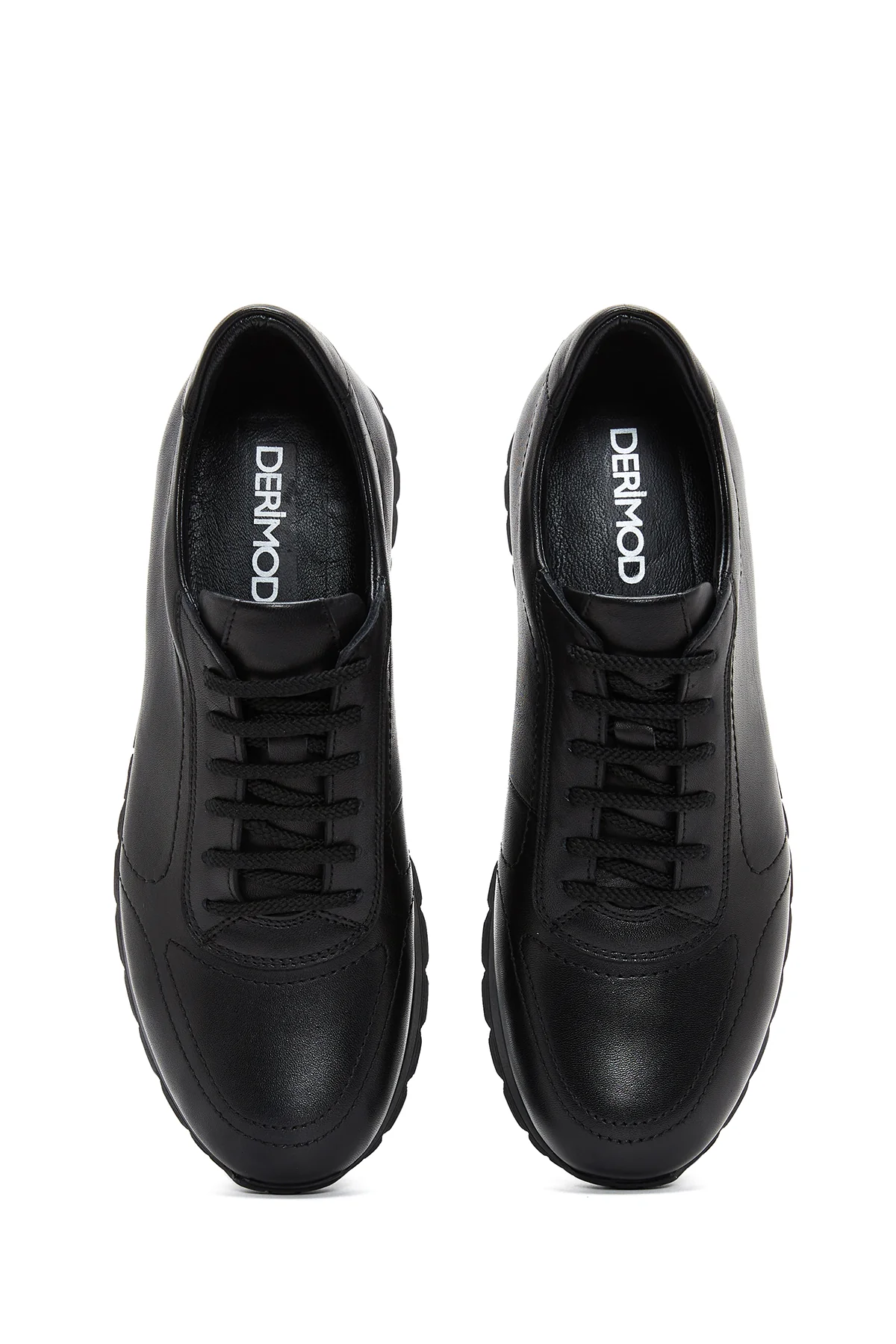 Erkek Siyah Deri Casual Sneaker - Image 5