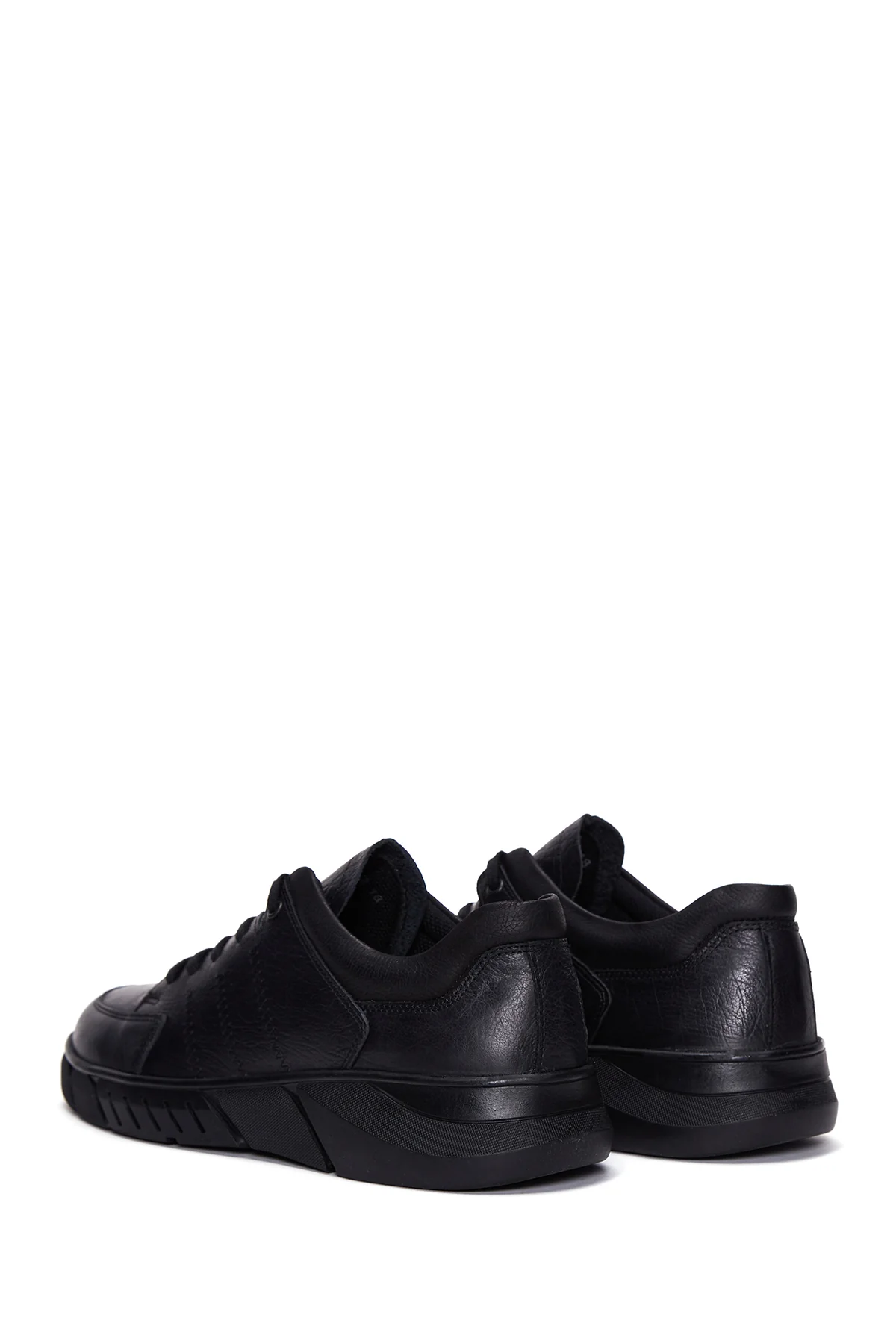 Erkek Siyah Deri Casual Sneaker - Image 5