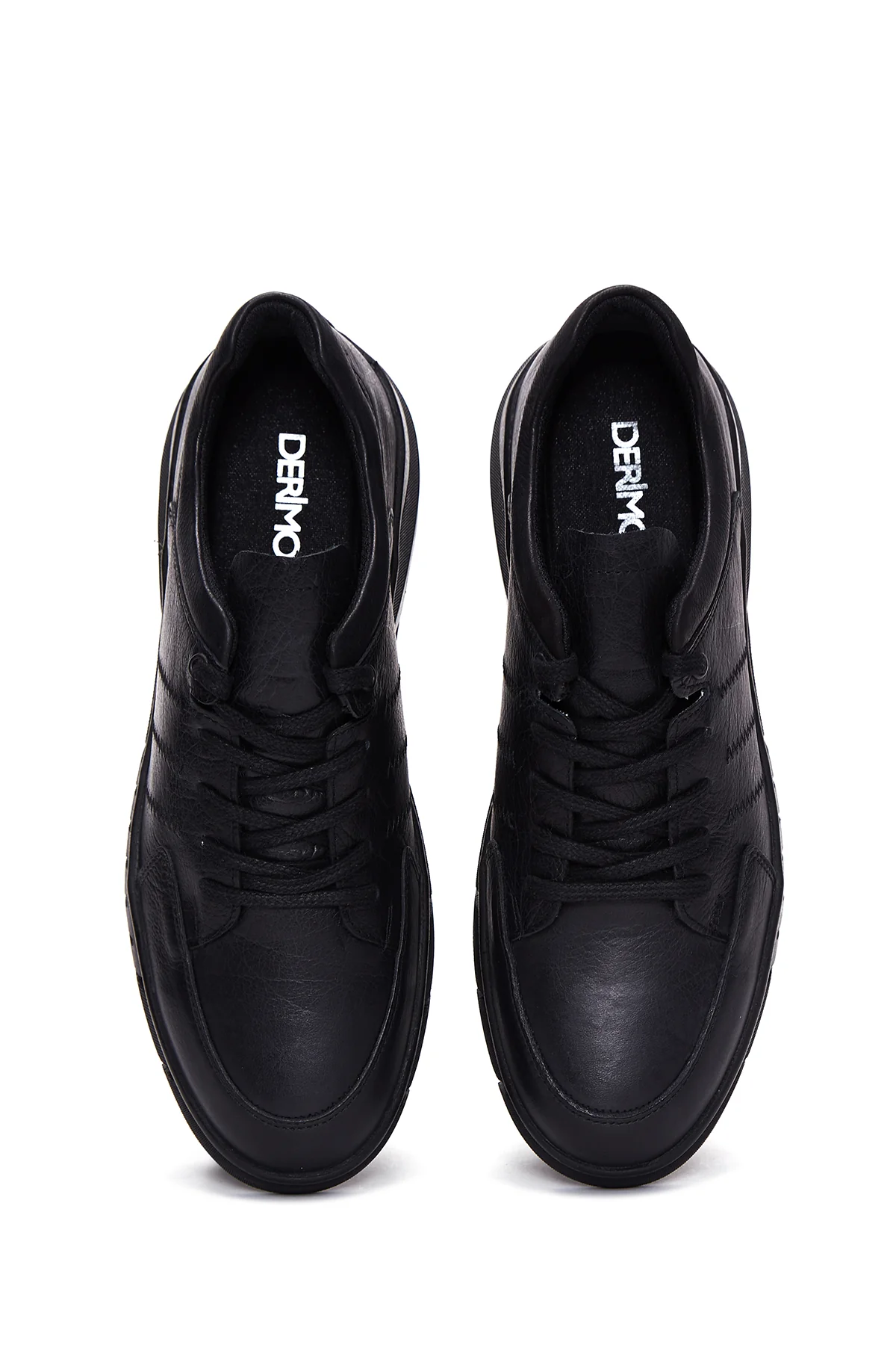 Erkek Siyah Deri Casual Sneaker - Image 6