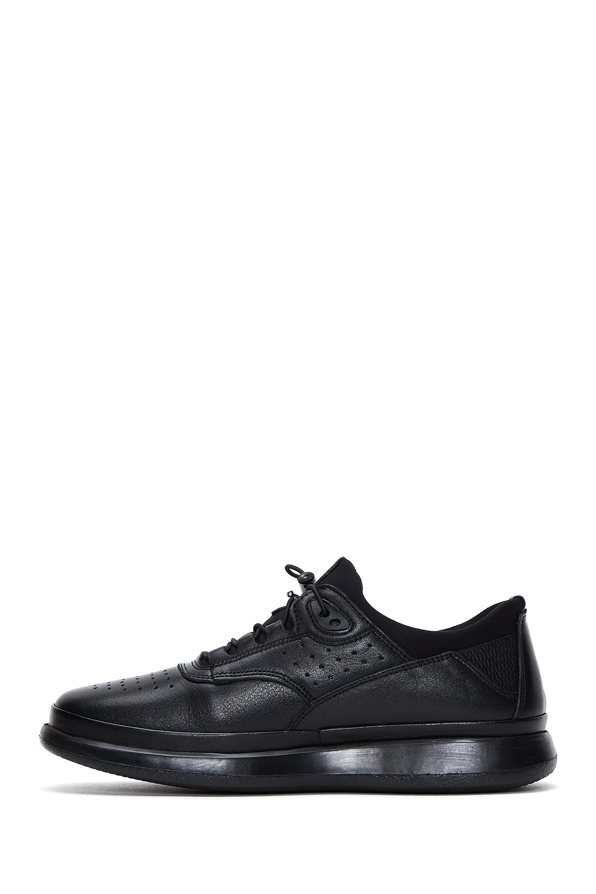 Erkek Siyah Deri Casual Sneaker - Image 2