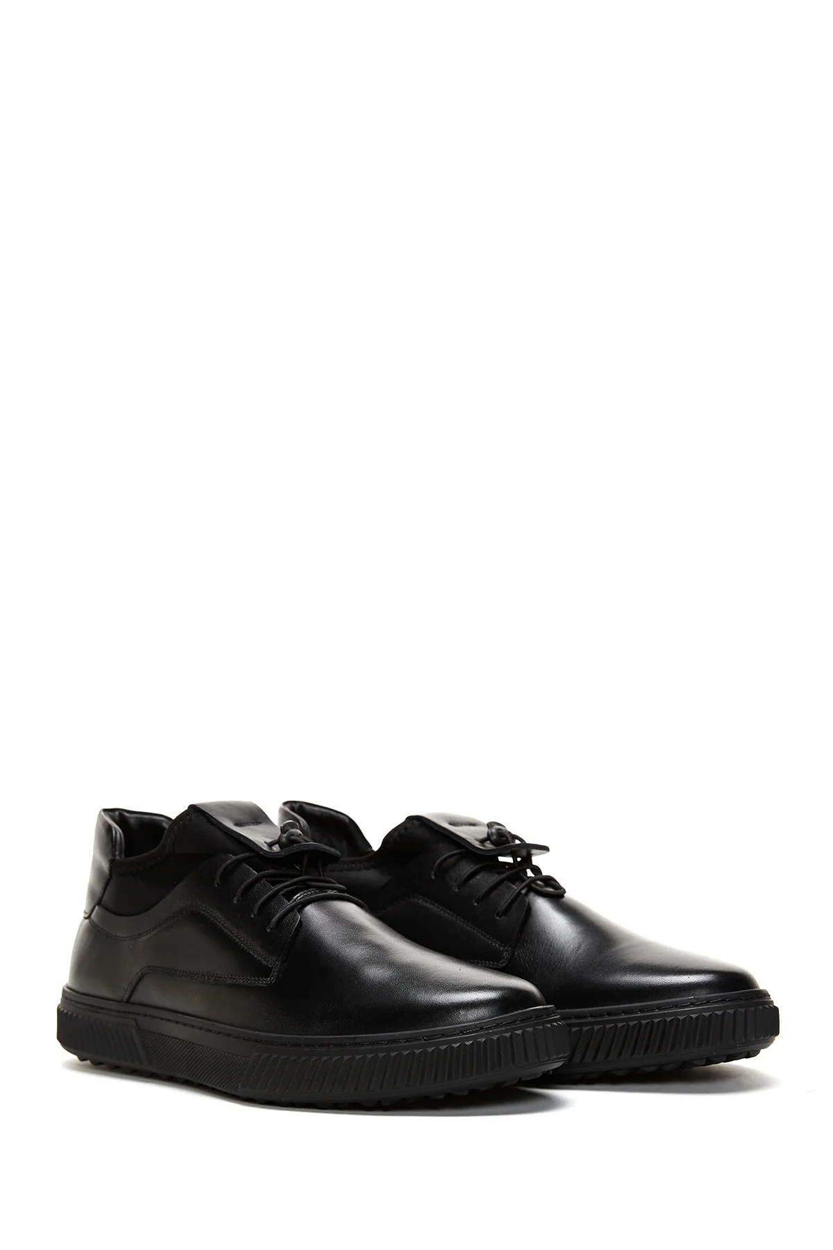 Erkek Siyah Deri Casual Sneaker - Image 3