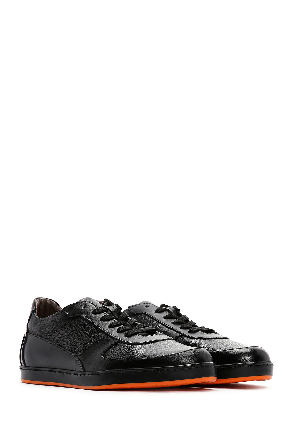 Erkek Siyah Deri Casual Sneaker - Image 3