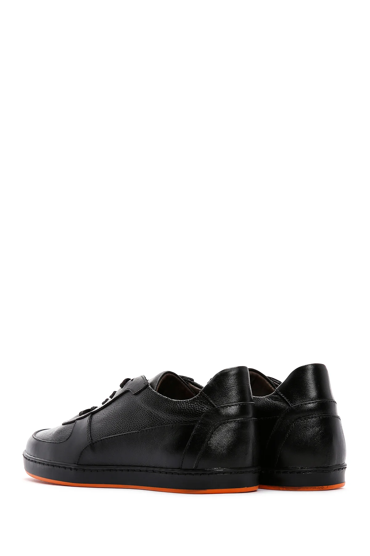 Erkek Siyah Deri Casual Sneaker - Image 5