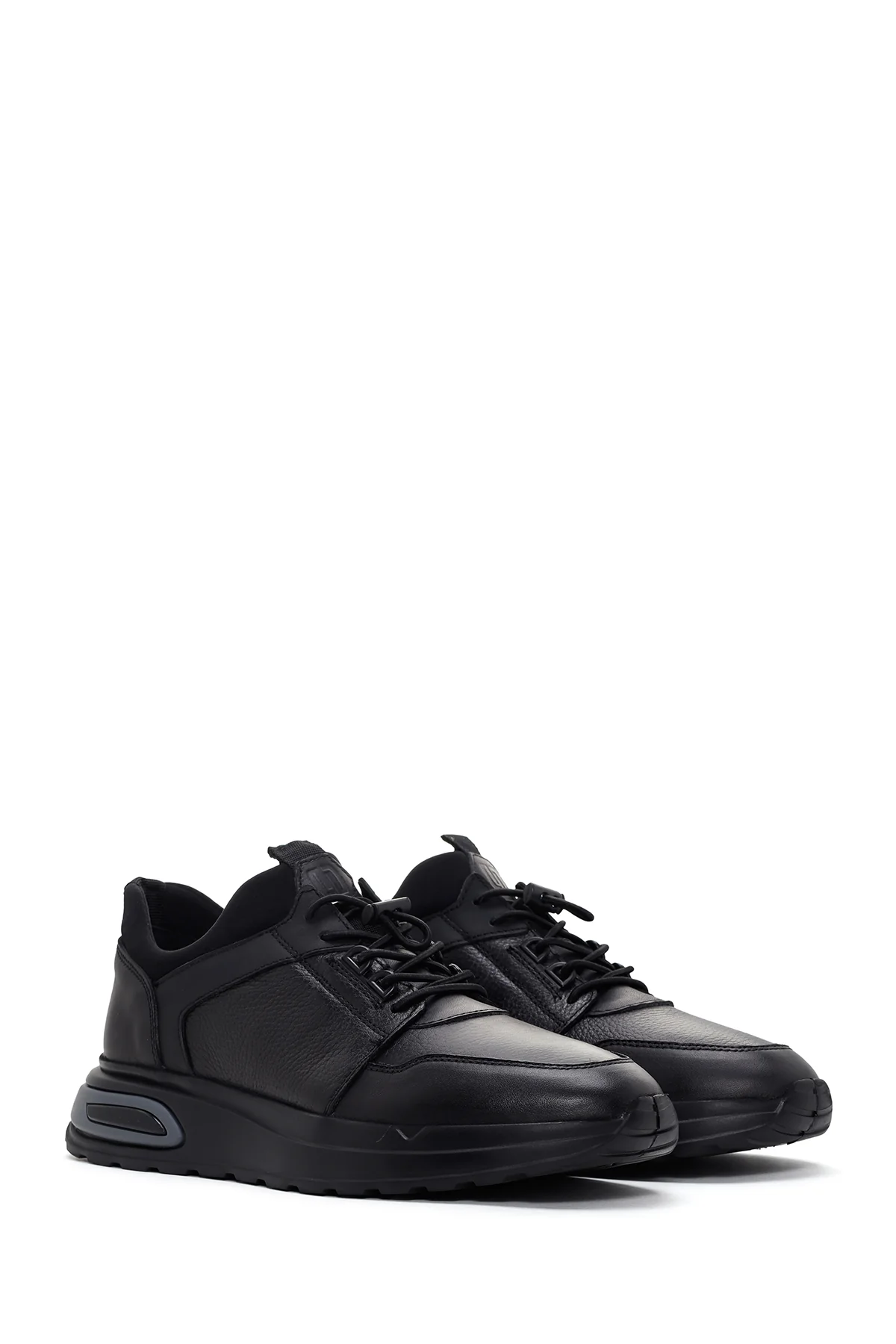 Erkek Siyah Deri Casual Sneaker - Image 3