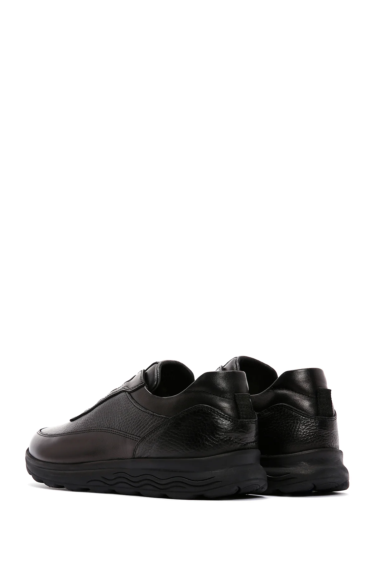Erkek Siyah Deri Casual Sneaker - Image 5