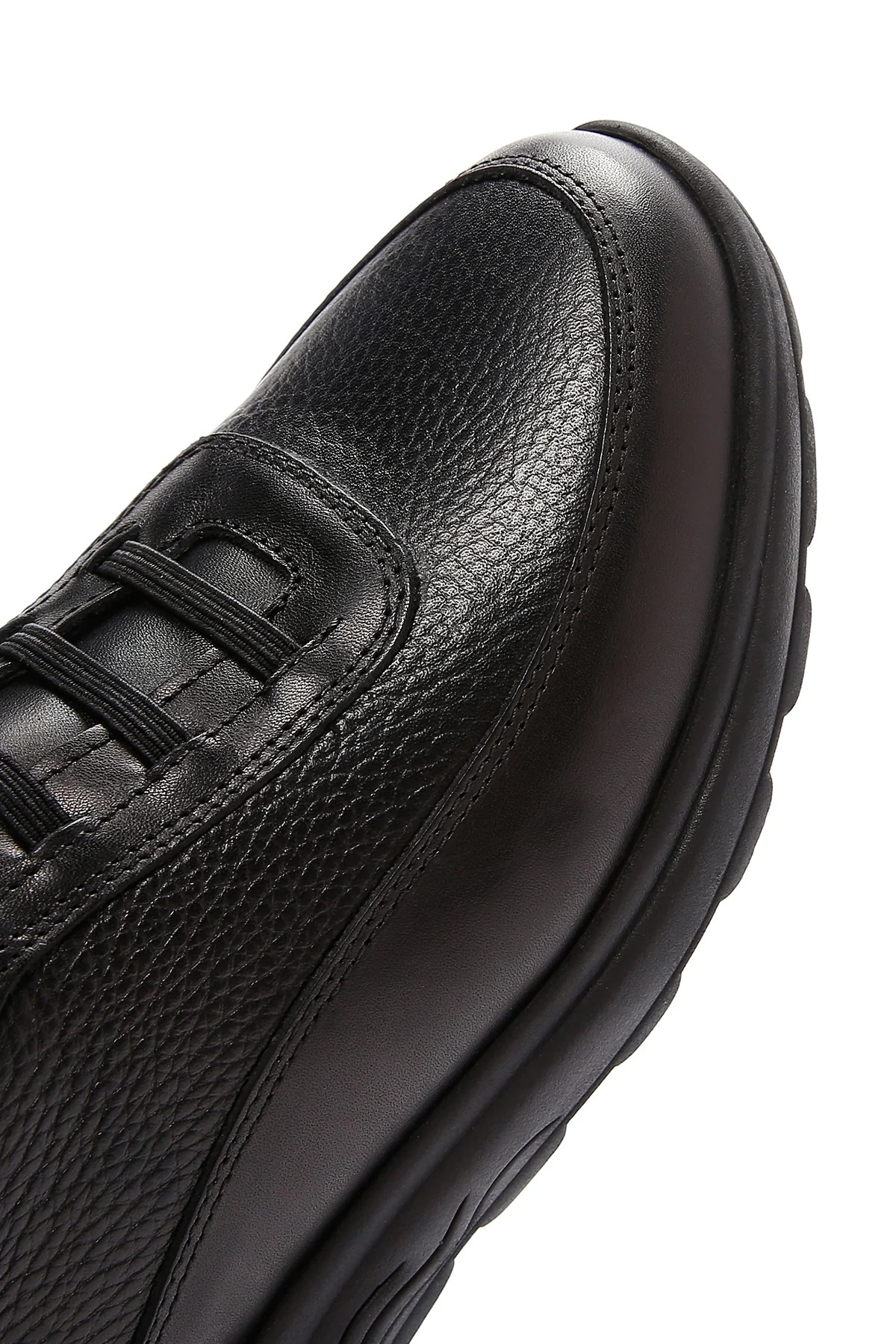 Erkek Siyah Deri Casual Sneaker - Image 9