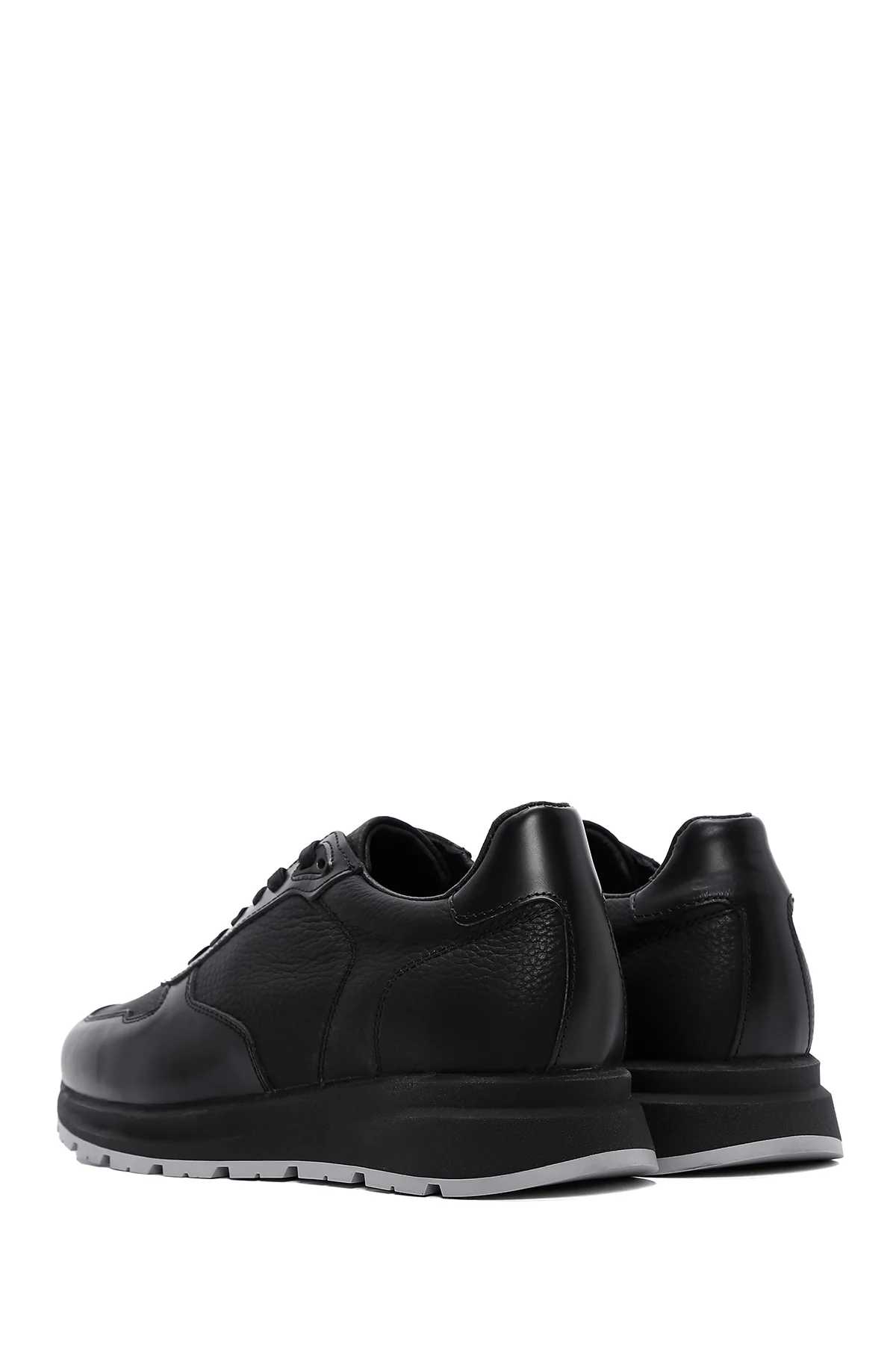 Erkek Siyah Deri Casual Sneaker - Image 5